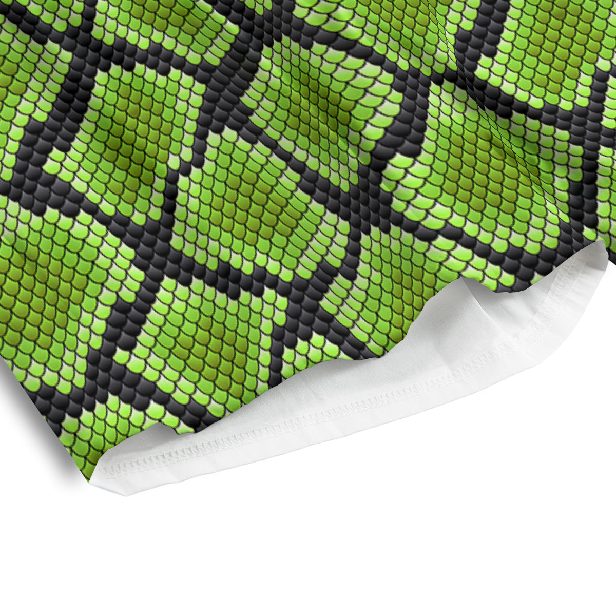 Snakeskin Black And Neon Green Print Men's Athletic Shorts