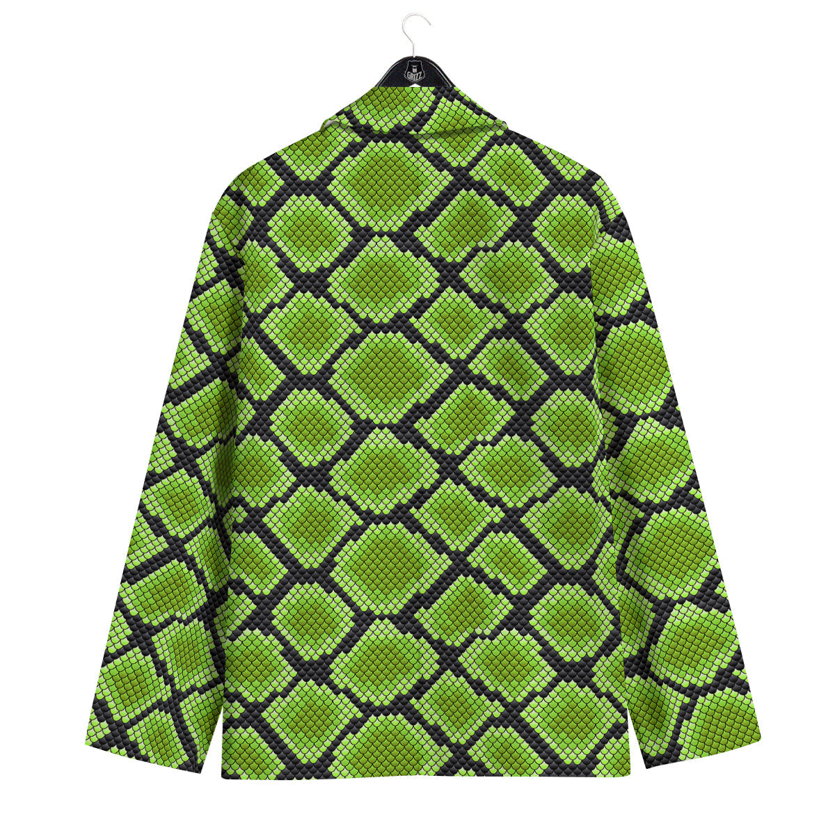 Snakeskin Black And Neon Green Print Men's Sport Coat-grizzshop