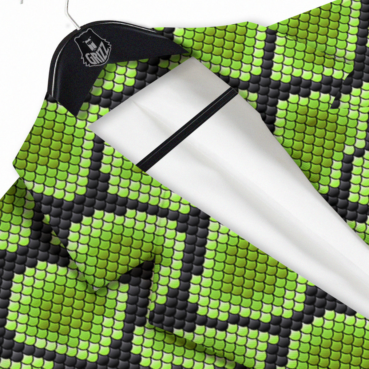 Snakeskin Black And Neon Green Print Men's Sport Coat-grizzshop