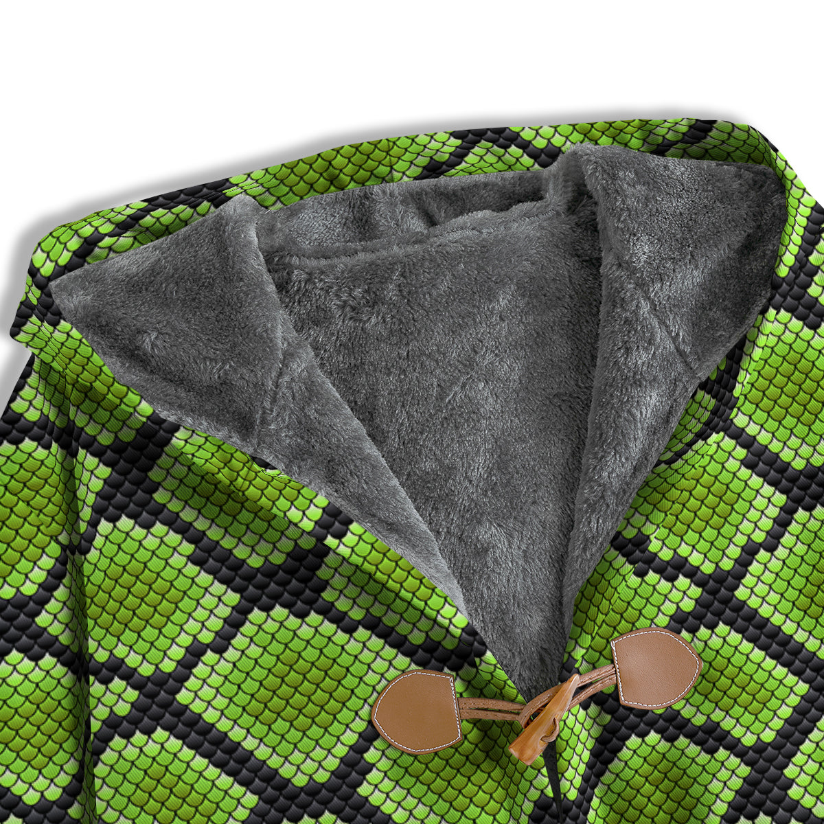 Snakeskin Black And Neon Green Print Men's Windbreaker Jacket-grizzshop