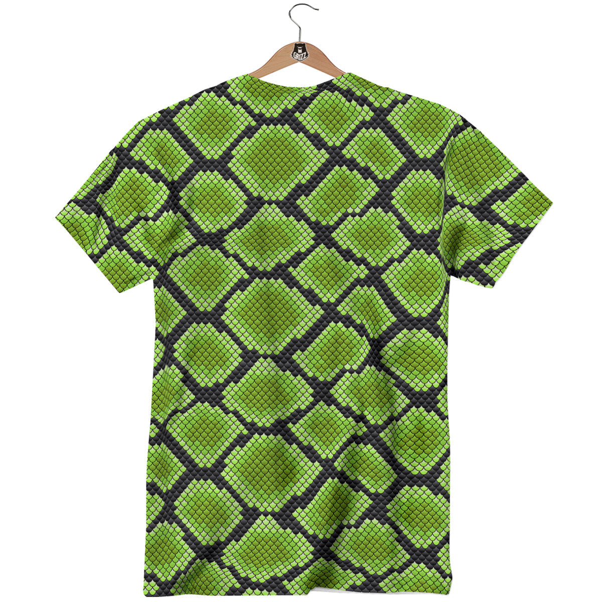 Snakeskin Black And Neon Green Print T-Shirt-grizzshop