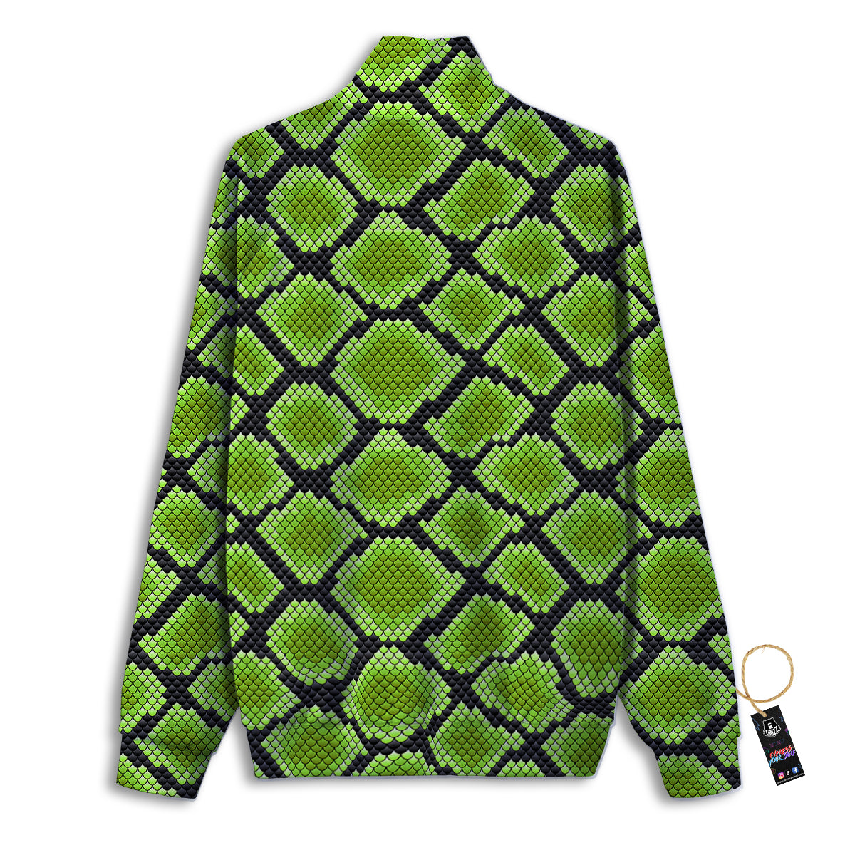 Snakeskin Black And Neon Green Print Track Jacket-grizzshop