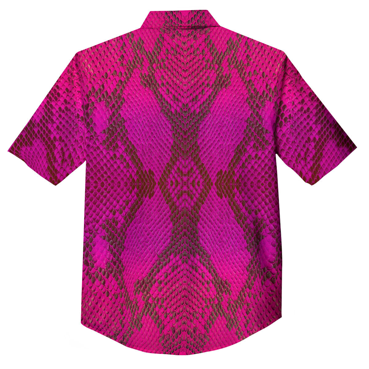 Snakeskin Black And Pink Magenta Print Button Up Shirt-grizzshop