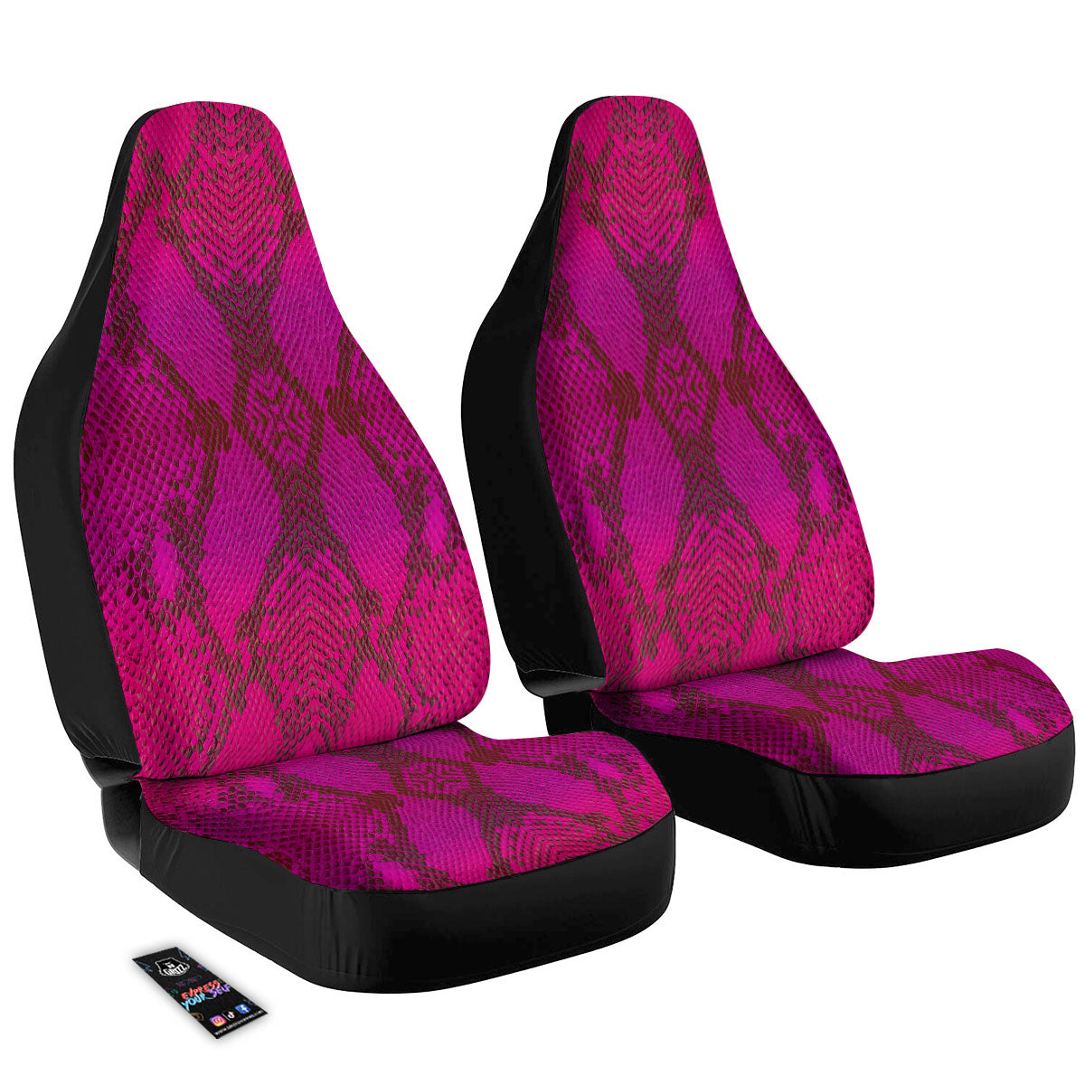 Snakeskin Black And Pink Magenta Print Car Seat Covers-grizzshop