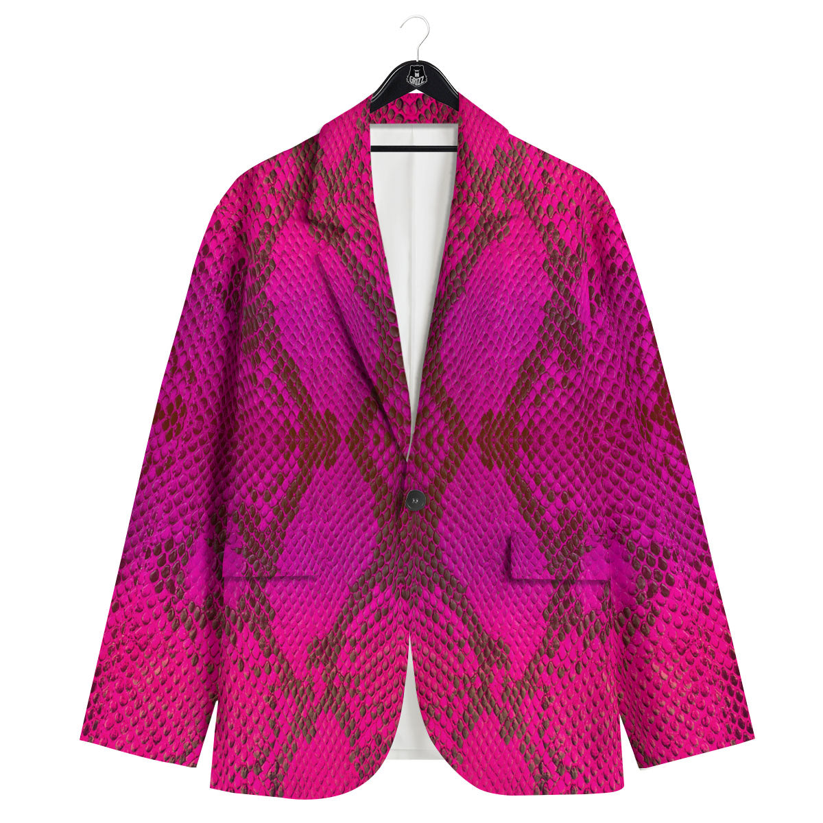 Snakeskin Black And Pink Magenta Print Men's Sport Coat-grizzshop