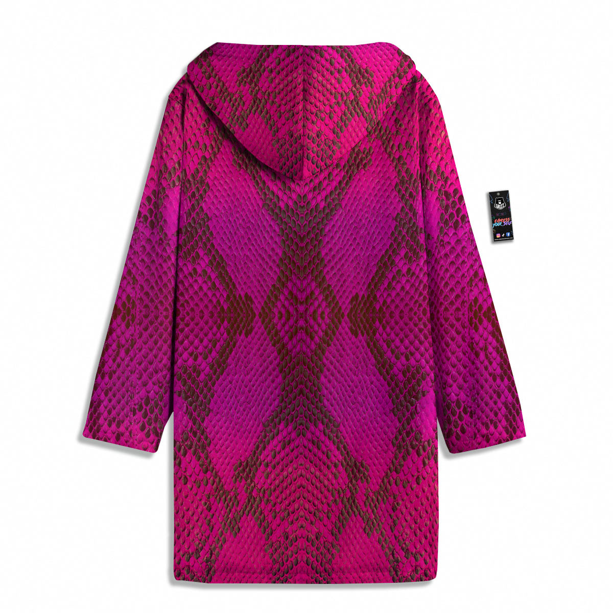 Snakeskin Black And Pink Magenta Print Men's Windbreaker Jacket-grizzshop