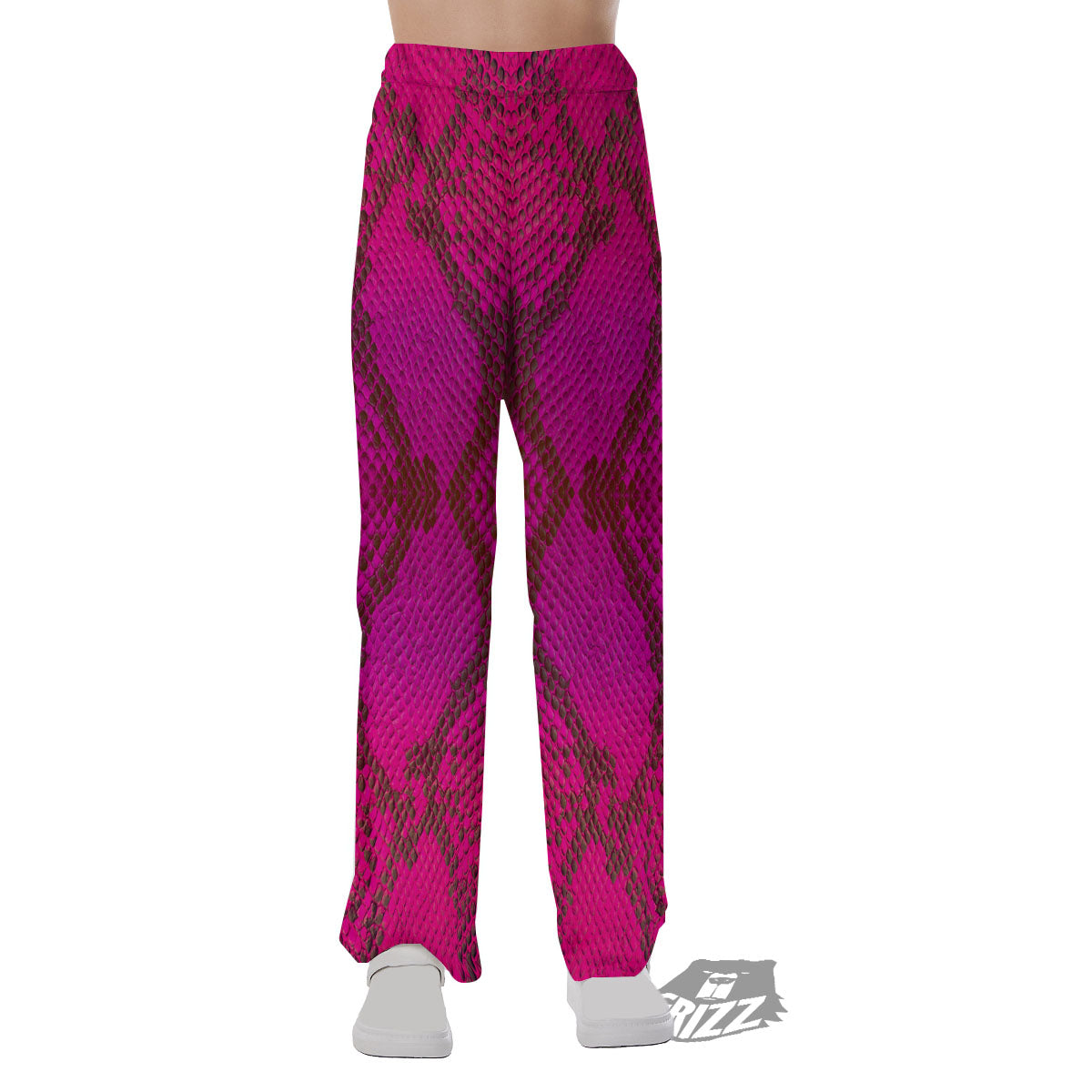 Snakeskin Black And Pink Magenta Print Pajama Pants-grizzshop