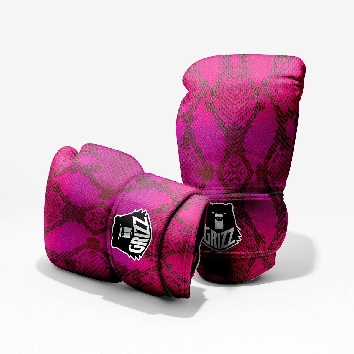 Snakeskin Black And Pink Magenta Print Pro Boxing Glove
