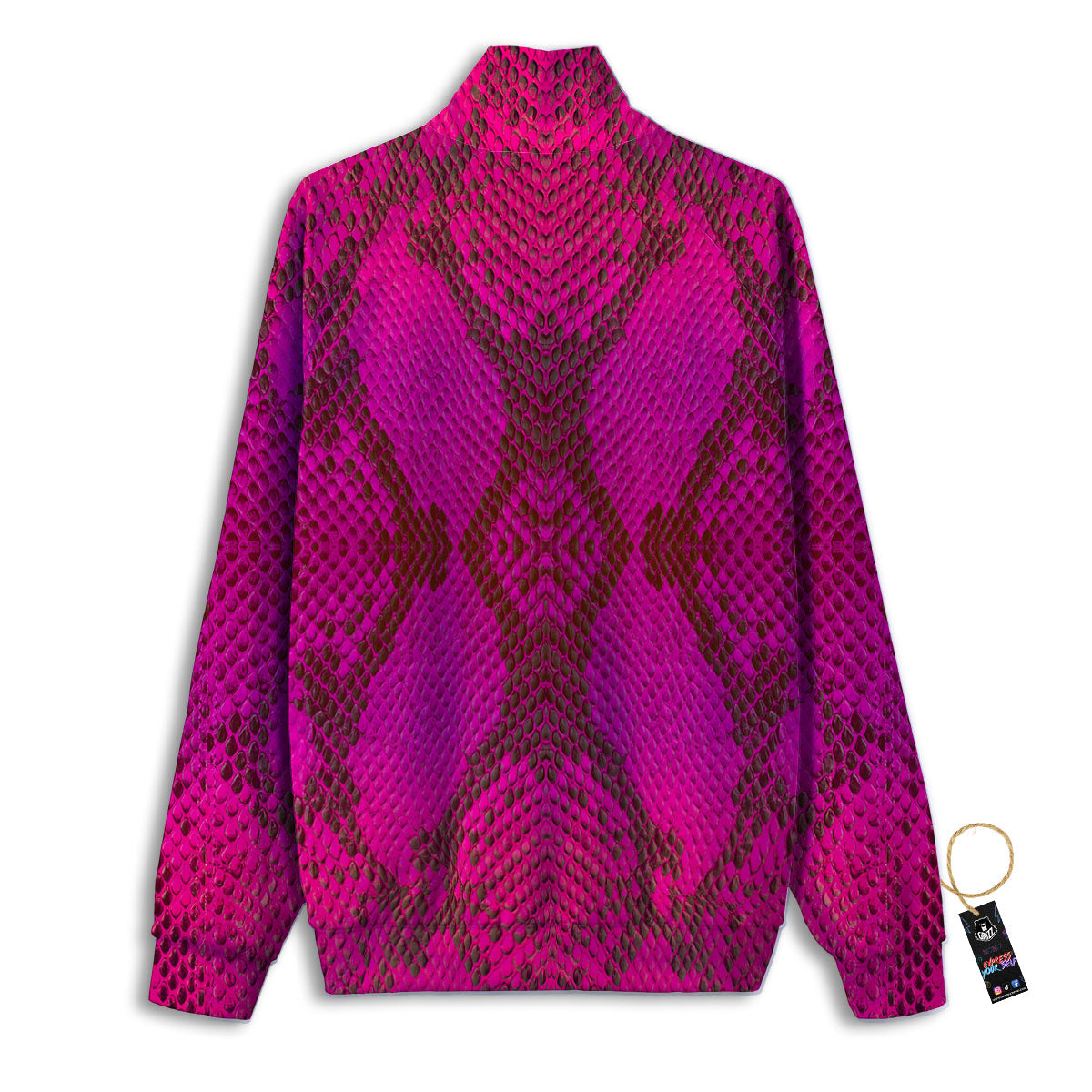 Snakeskin Black And Pink Magenta Print Track Jacket-grizzshop