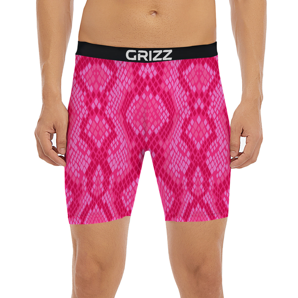 Snakeskin Black And Pink Neon Print Boxer Briefs-grizzshop