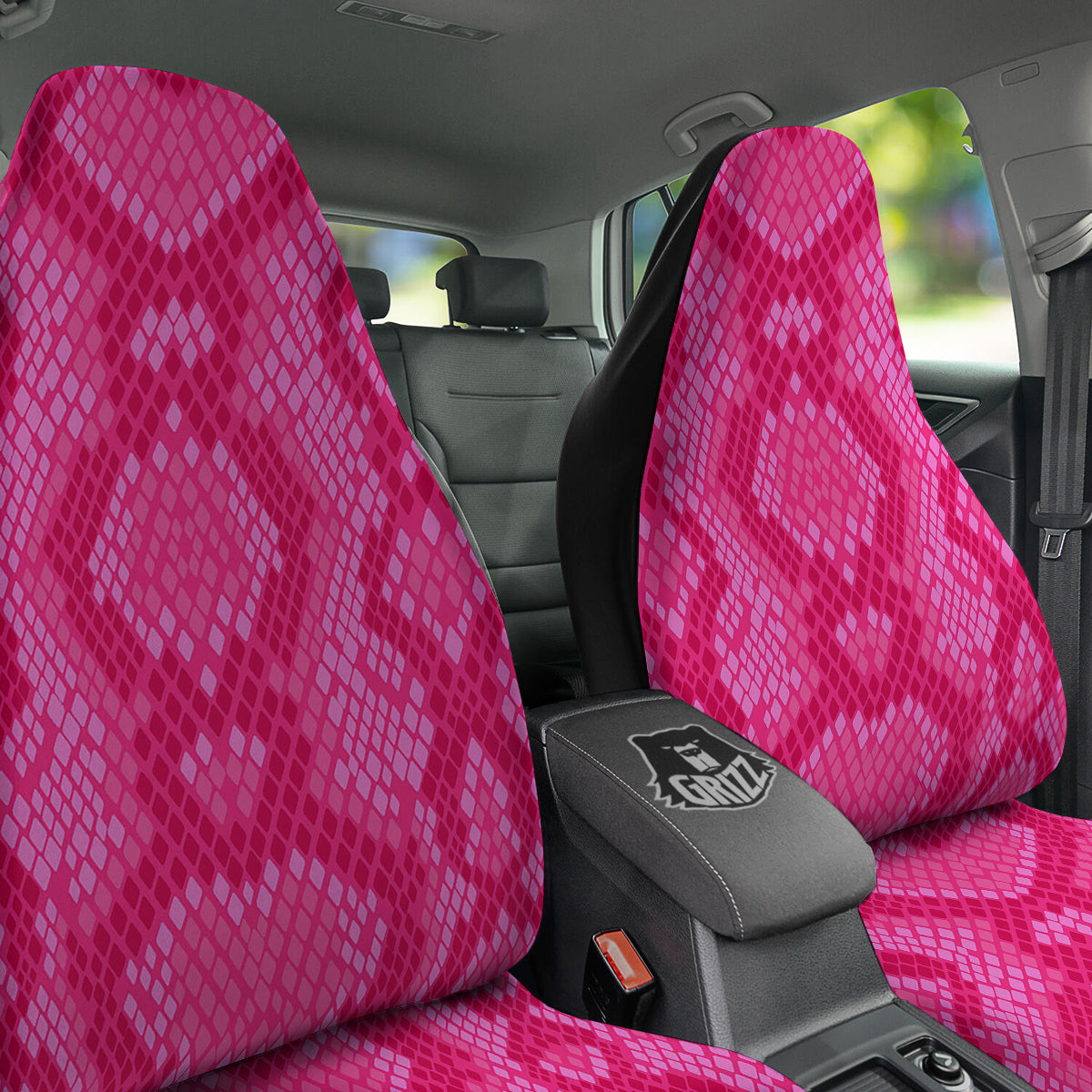 Snakeskin Black And Pink Neon Print Car Seat Covers-grizzshop