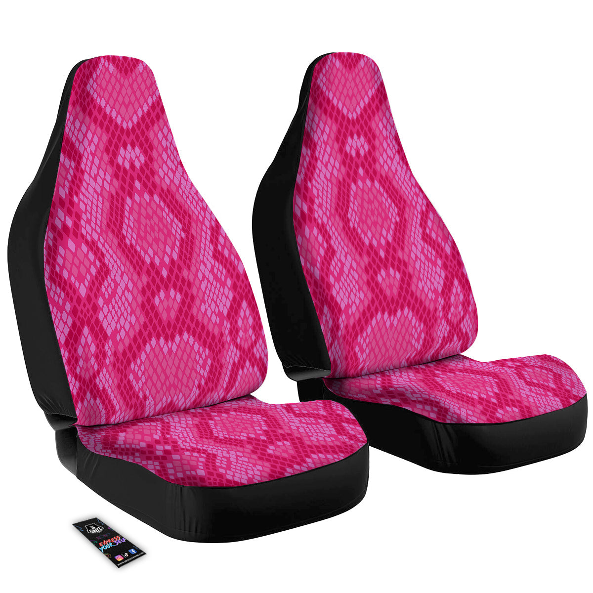 Snakeskin Black And Pink Neon Print Car Seat Covers-grizzshop