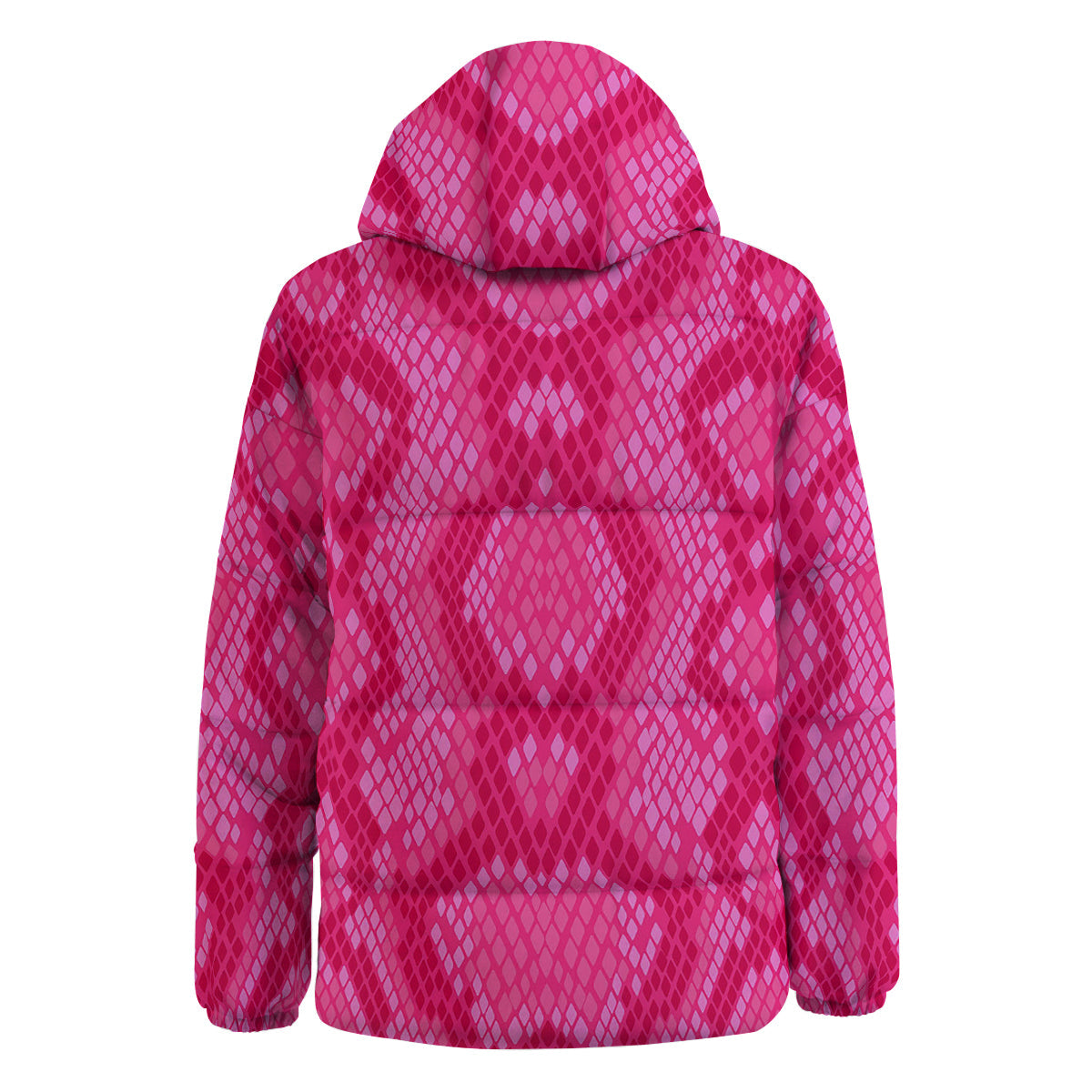 Snakeskin Black And Pink Neon Print Down Jacket-grizzshop
