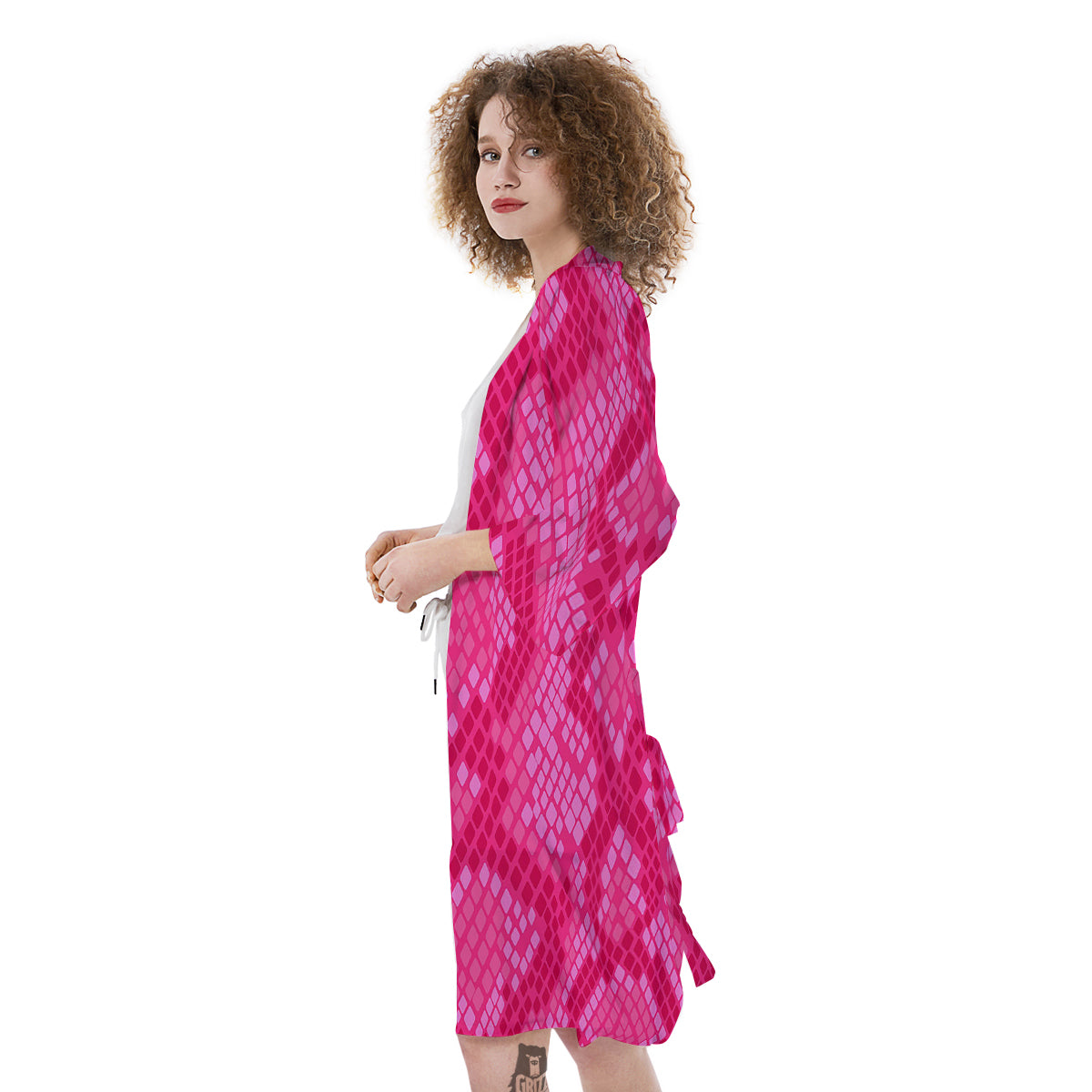Snakeskin Black And Pink Neon Print Kimono-grizzshop