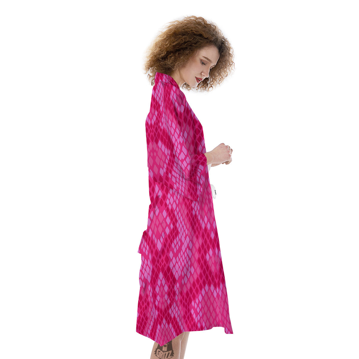 Snakeskin Black And Pink Neon Print Kimono-grizzshop