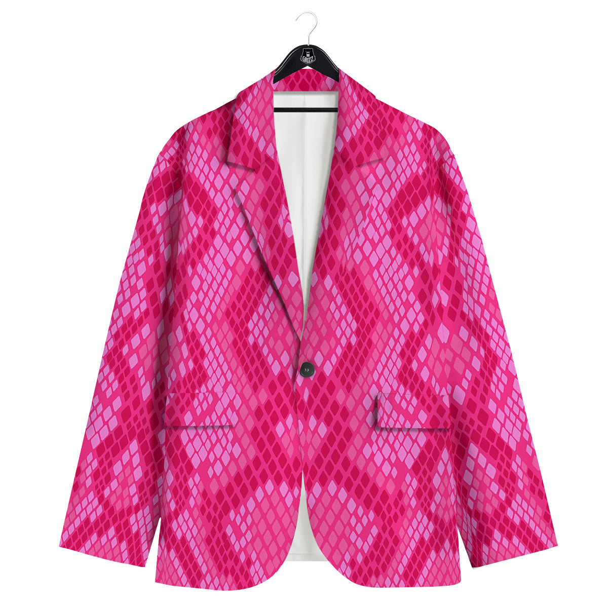 Snakeskin Black And Pink Neon Print Men's Sport Coat-grizzshop