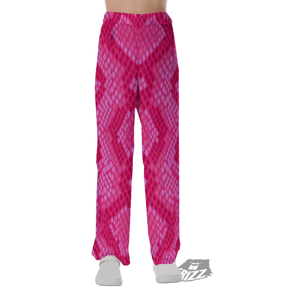 Snakeskin Black And Pink Neon Print Pajama Pants-grizzshop