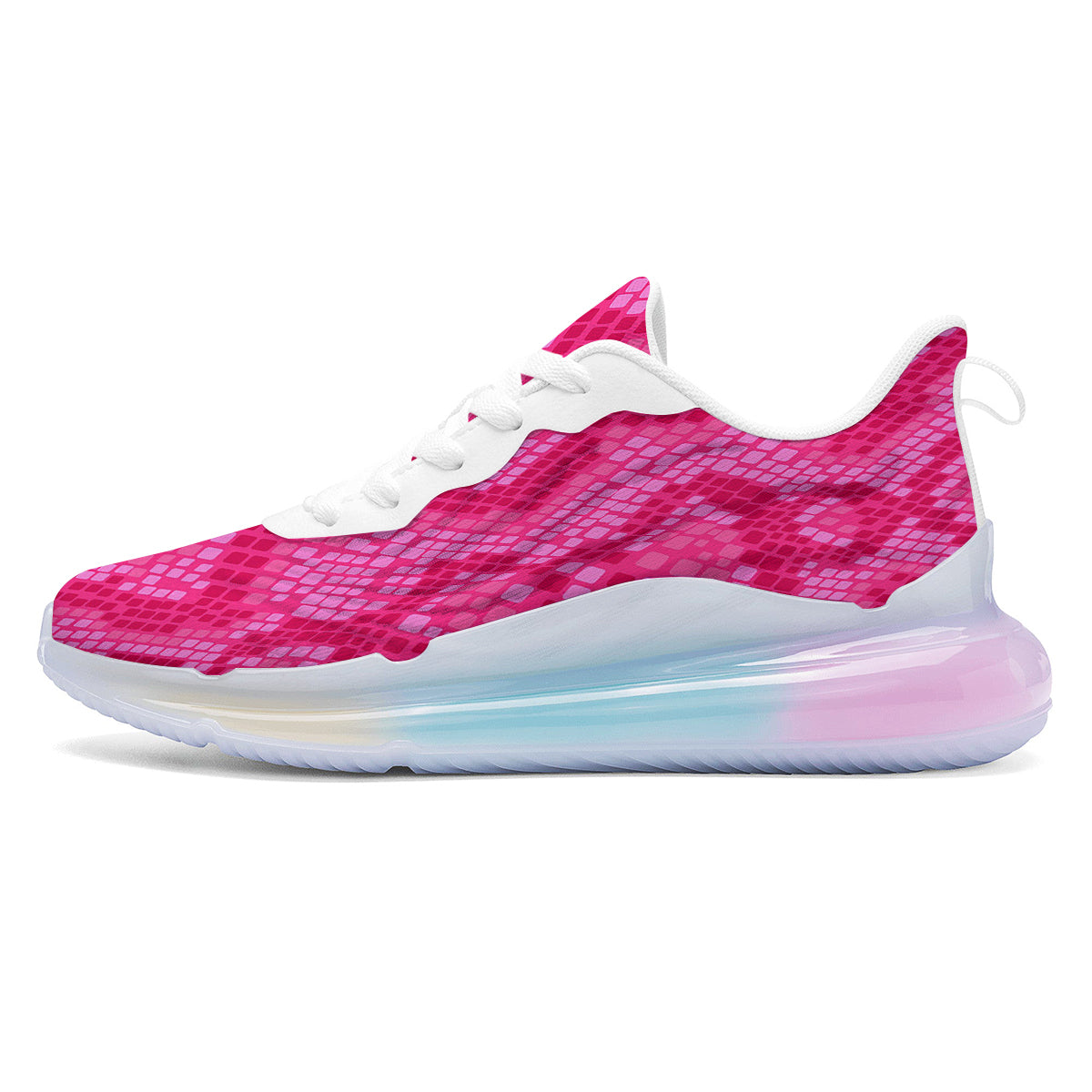 Snakeskin Black And Pink Neon Print Running Sneakers-grizzshop