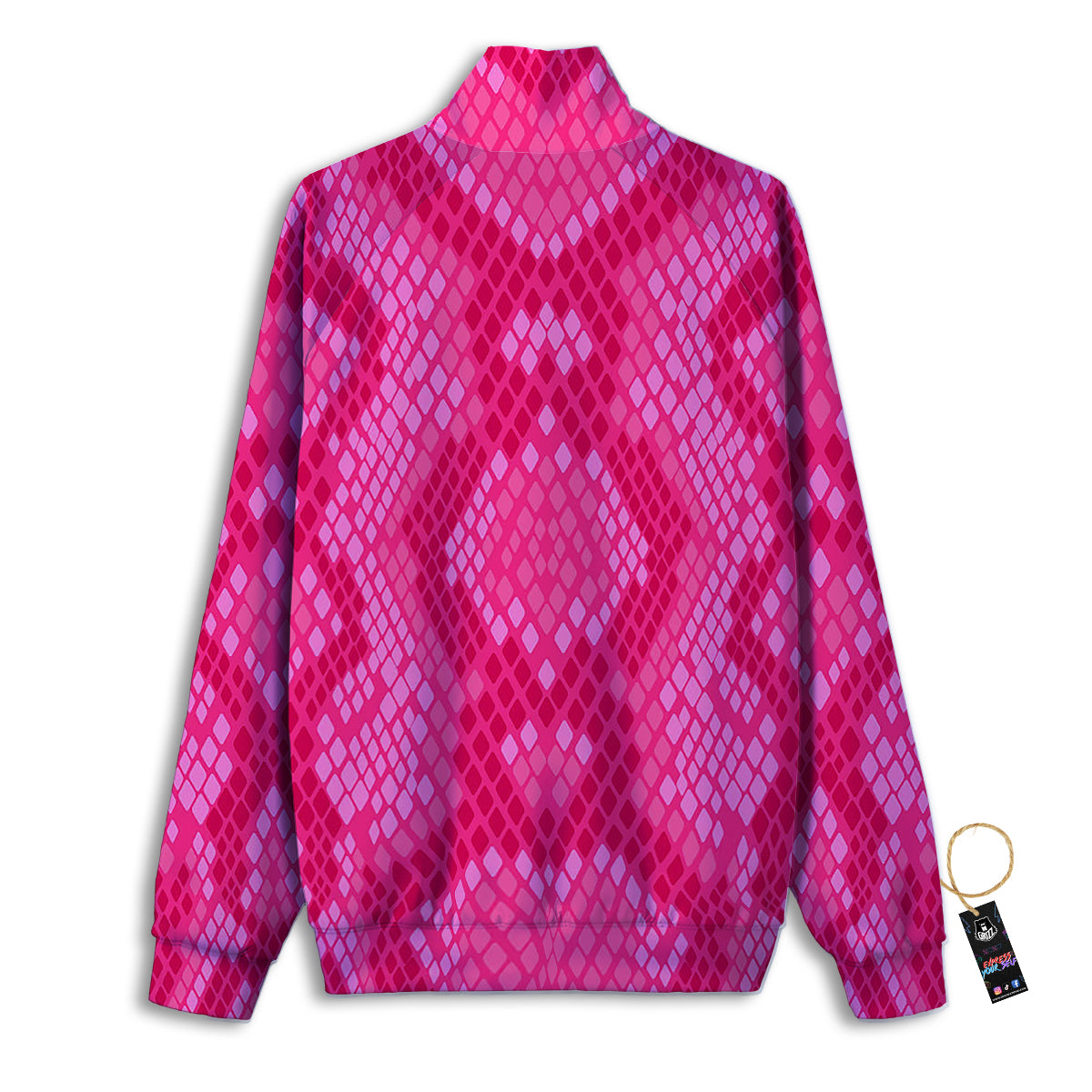Snakeskin Black And Pink Neon Print Track Jacket-grizzshop