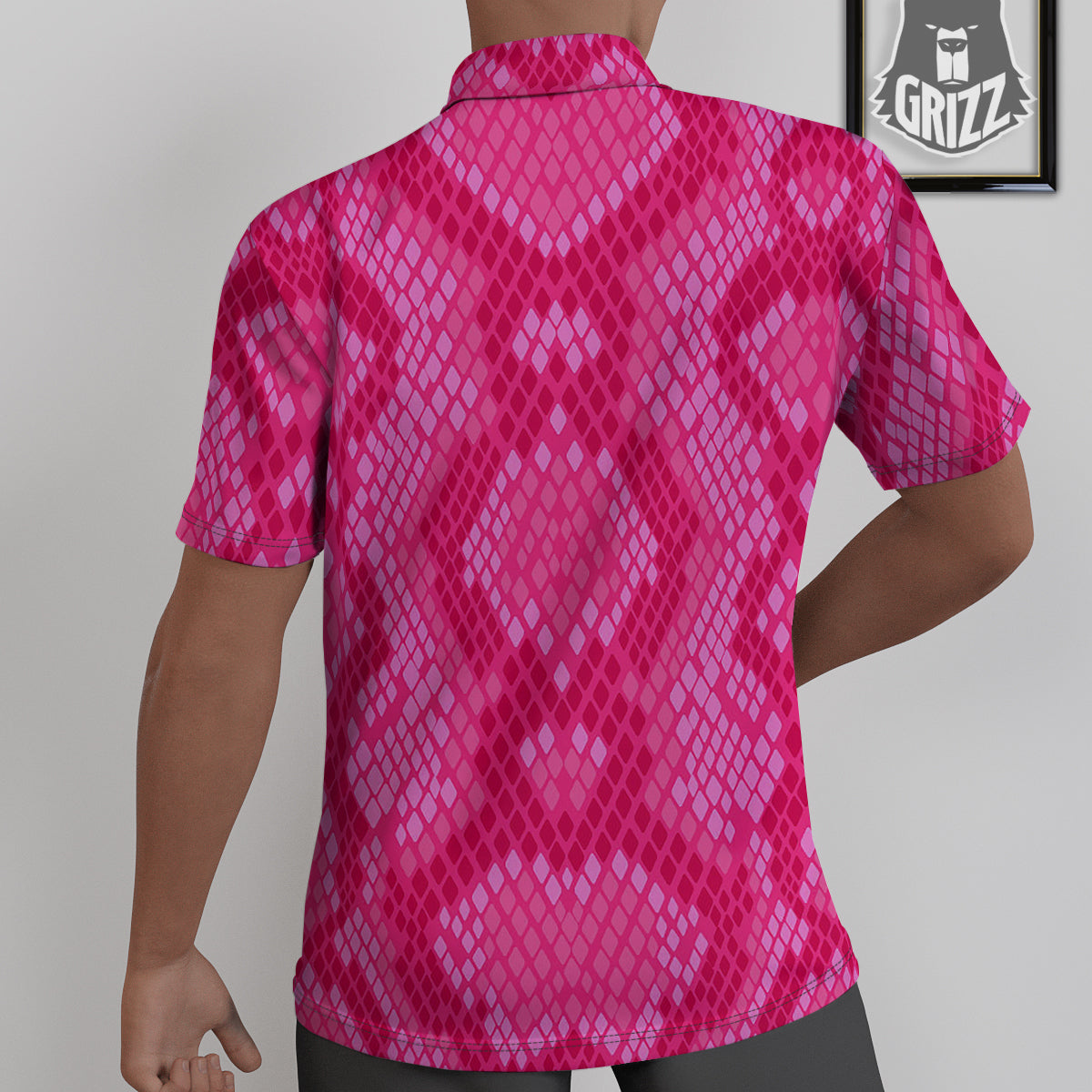 Snakeskin Black And Pink Neon Print Untucked Shirts-grizzshop