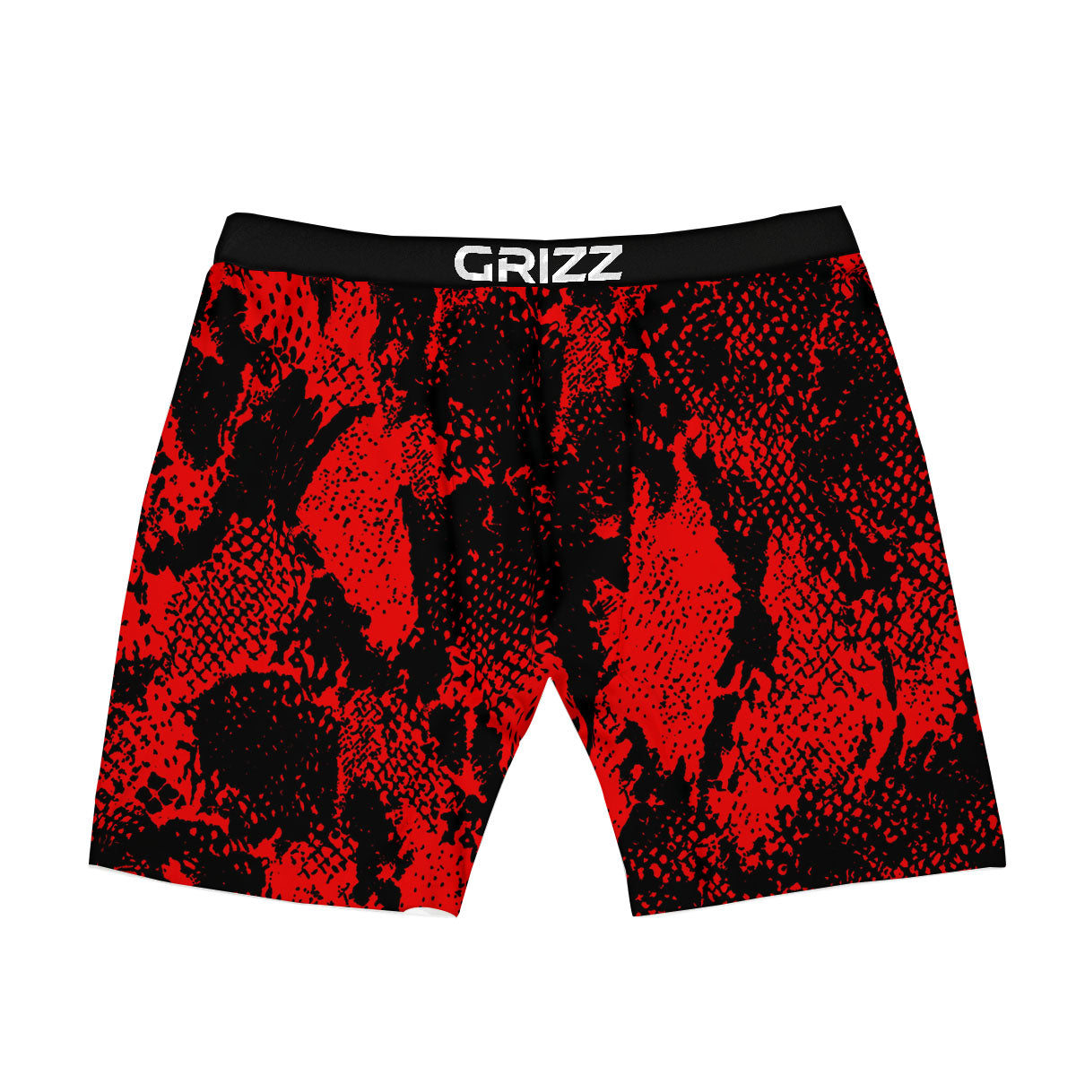 Snakeskin Black And Red Print Boxer Briefs-grizzshop