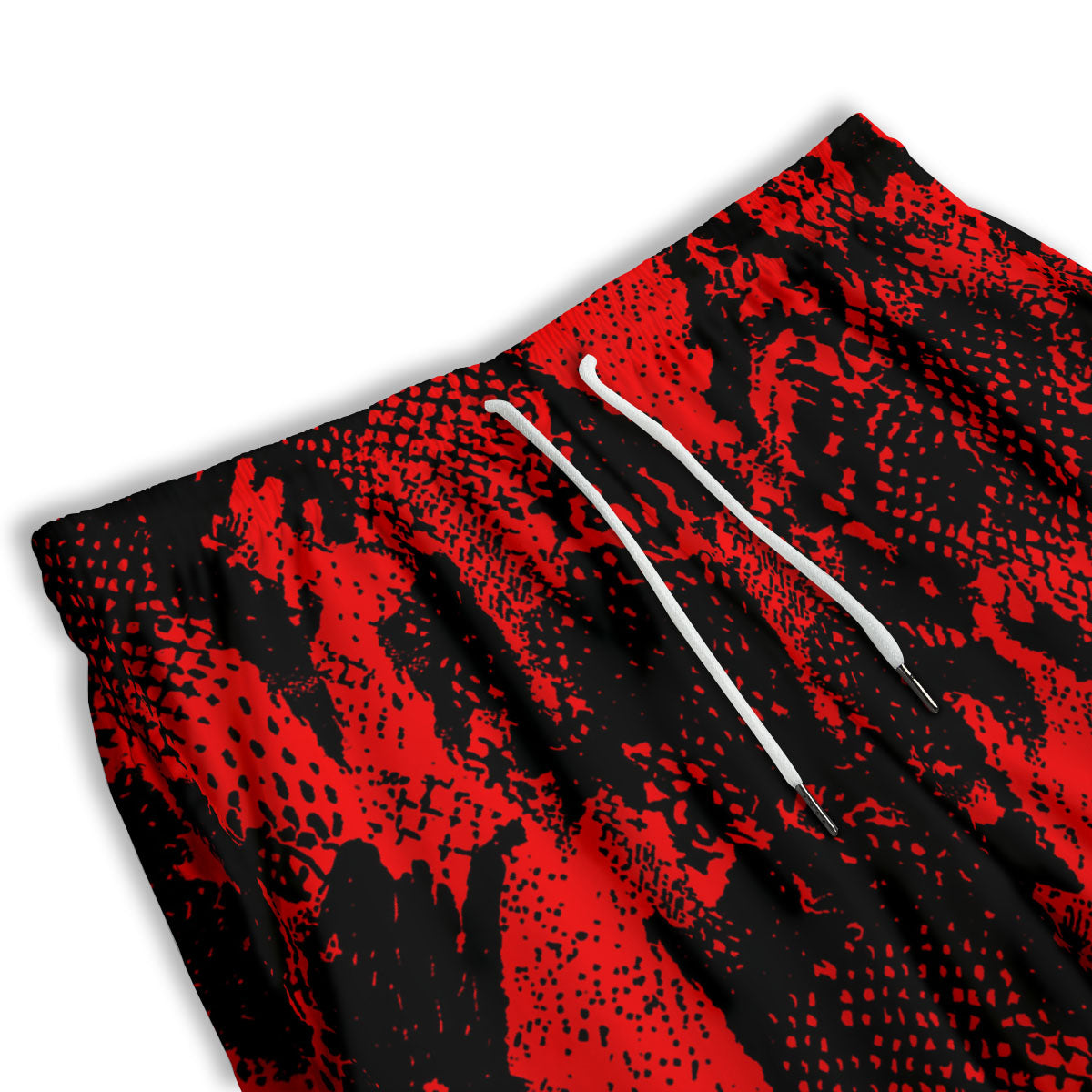 Snakeskin Black And Red Print Men's Athletic Shorts