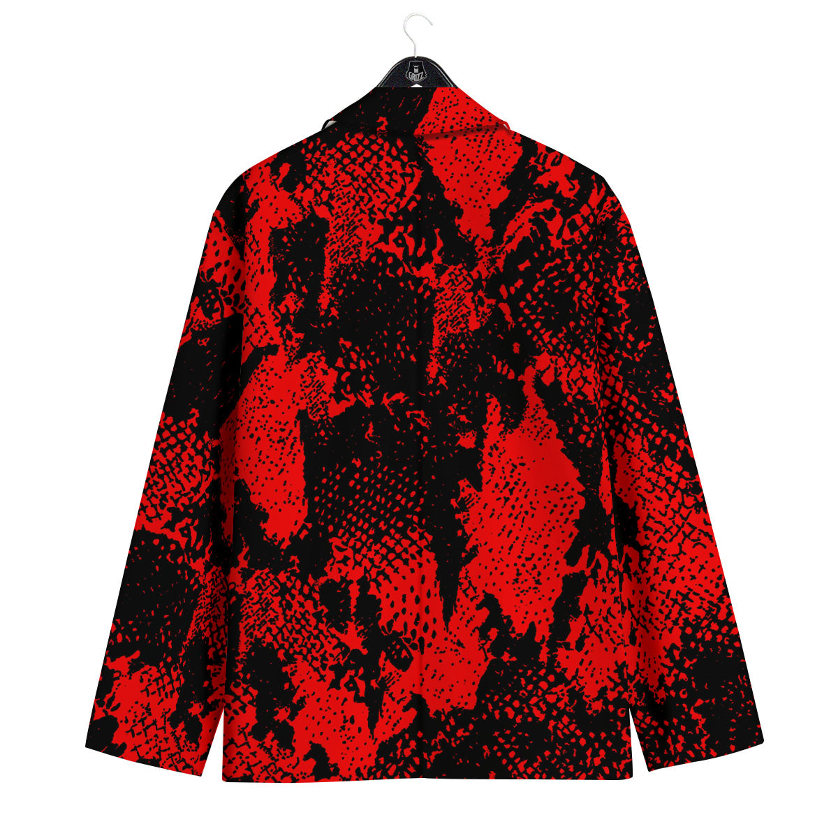Snakeskin Black And Red Print Men's Sport Coat-grizzshop
