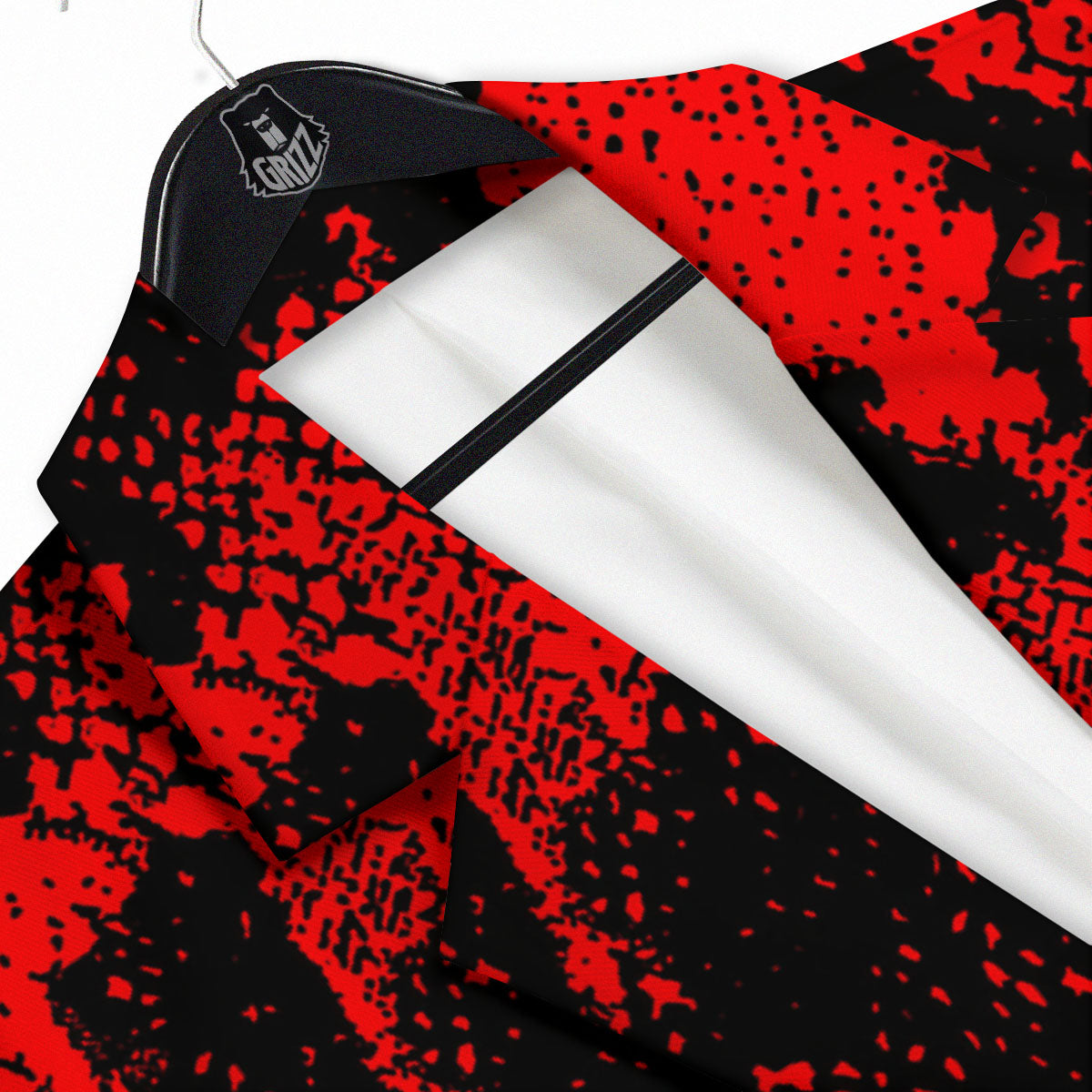Snakeskin Black And Red Print Men's Sport Coat-grizzshop