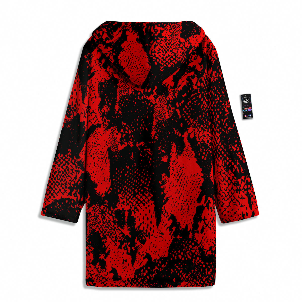 Snakeskin Black And Red Print Men's Windbreaker Jacket-grizzshop
