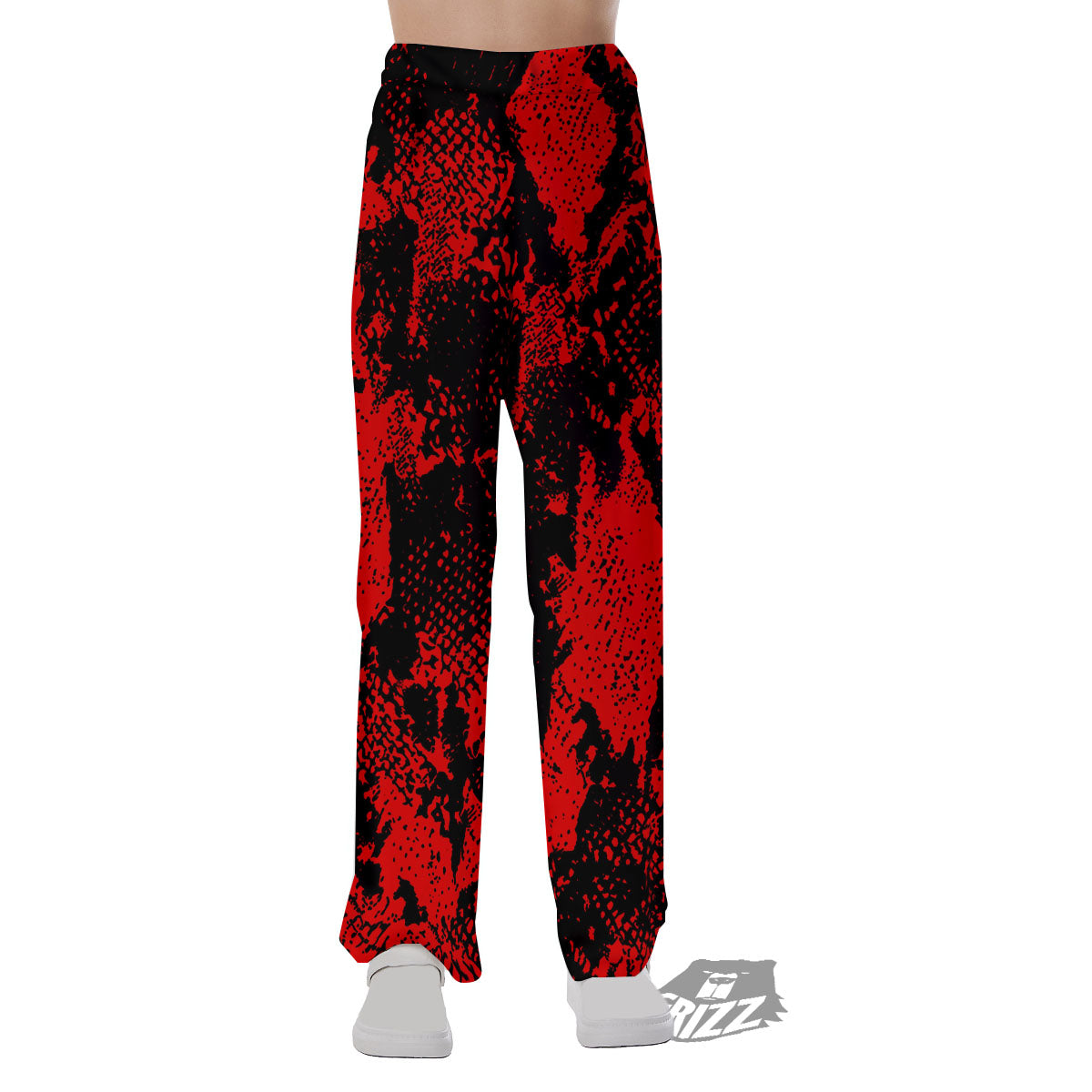 Snakeskin Black And Red Print Pajama Pants-grizzshop