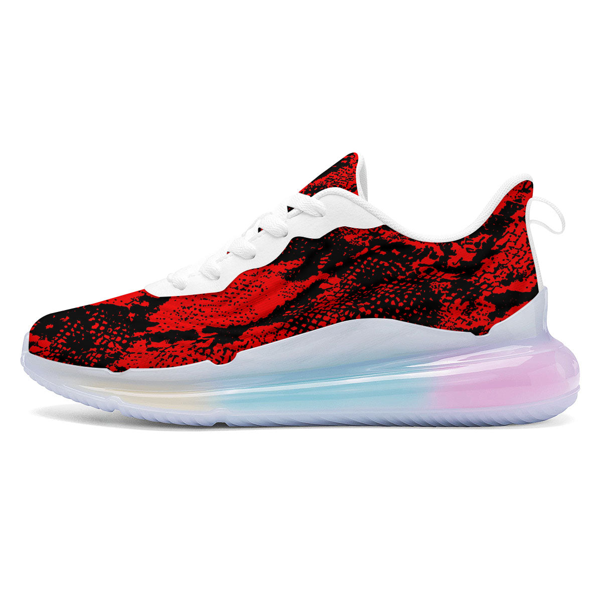 Snakeskin Black And Red Print Running Sneakers-grizzshop