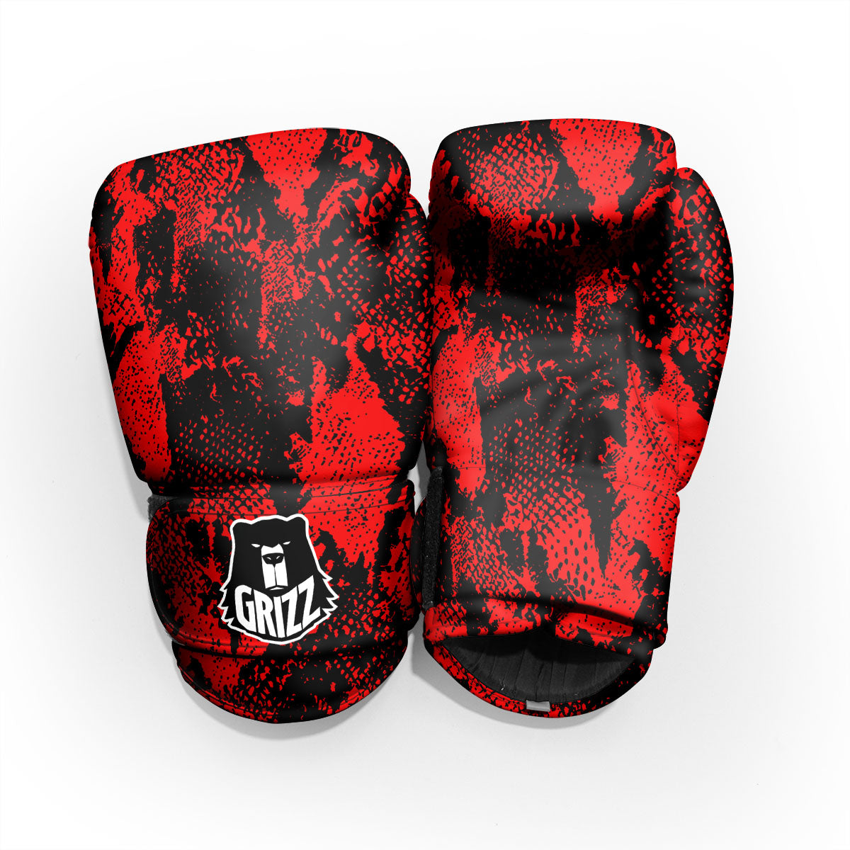 Snakeskin Black And Red Print Pro Boxing Glove