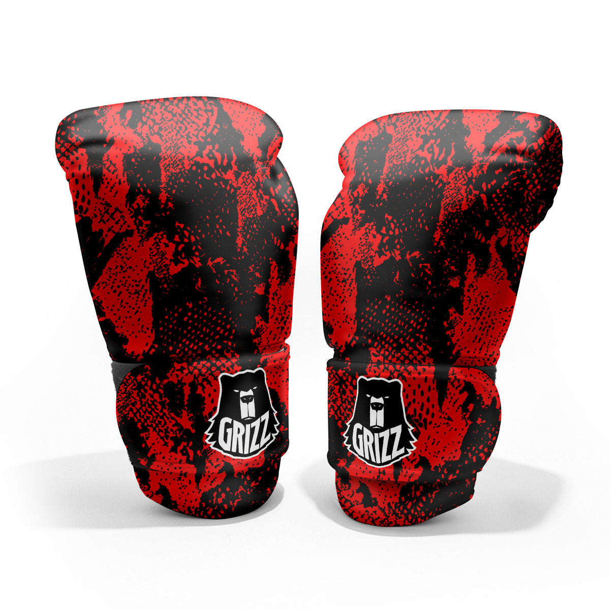 Snakeskin Black And Red Print Pro Boxing Glove