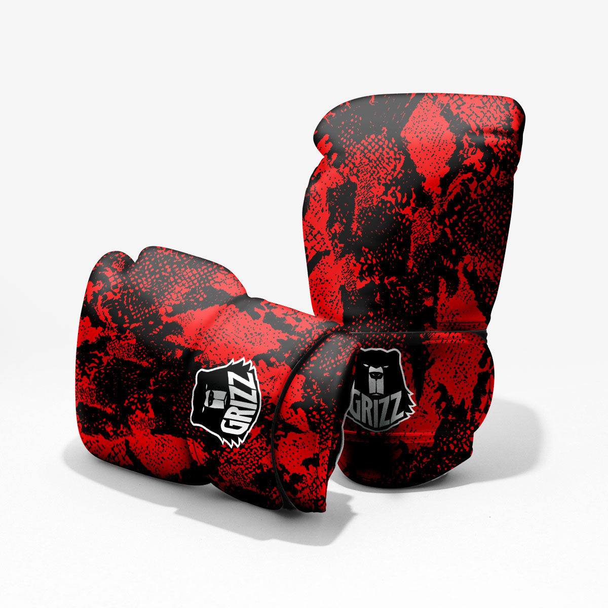 Snakeskin Black And Red Print Pro Boxing Glove