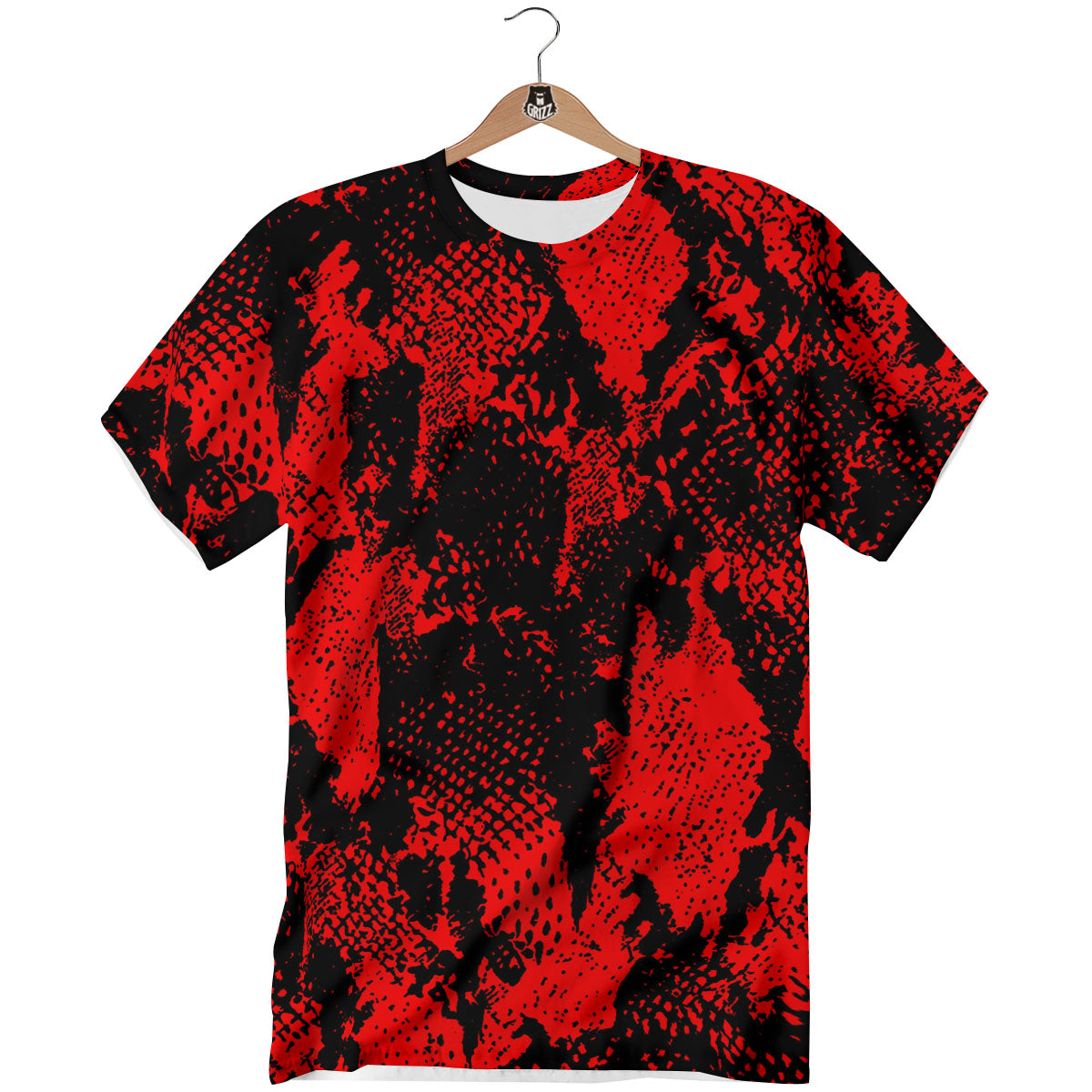 Snakeskin Black And Red Print T-Shirt-grizzshop