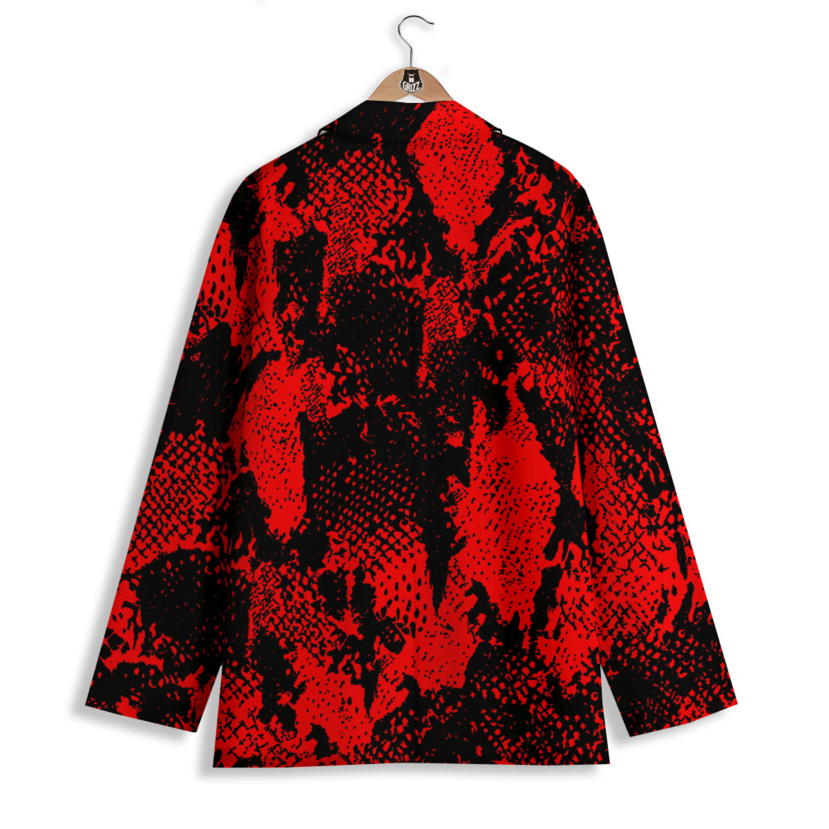 Snakeskin Black And Red Print Women's Blazer-grizzshop