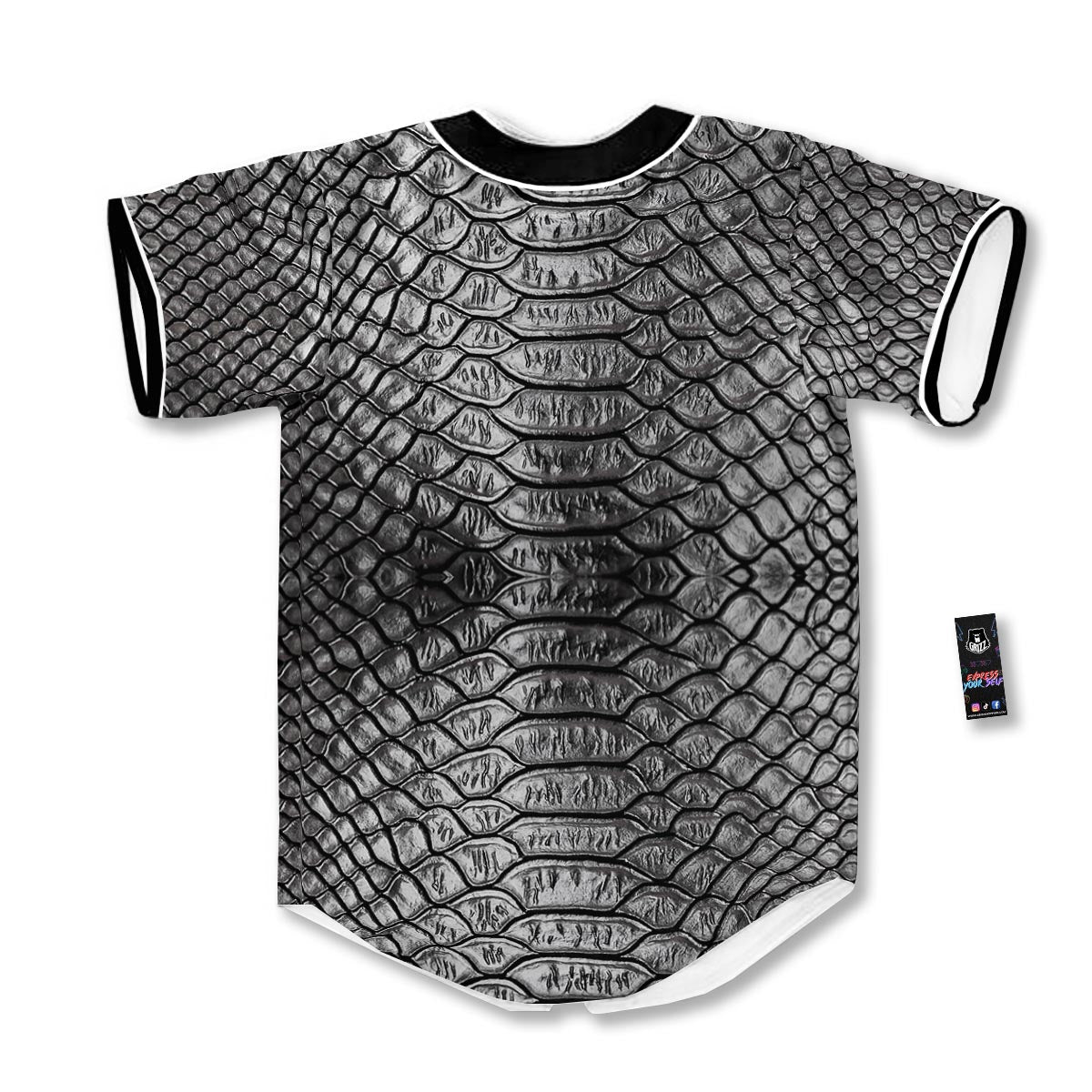 Snakeskin Black And Tan Print Pattern Baseball Jersey-grizzshop