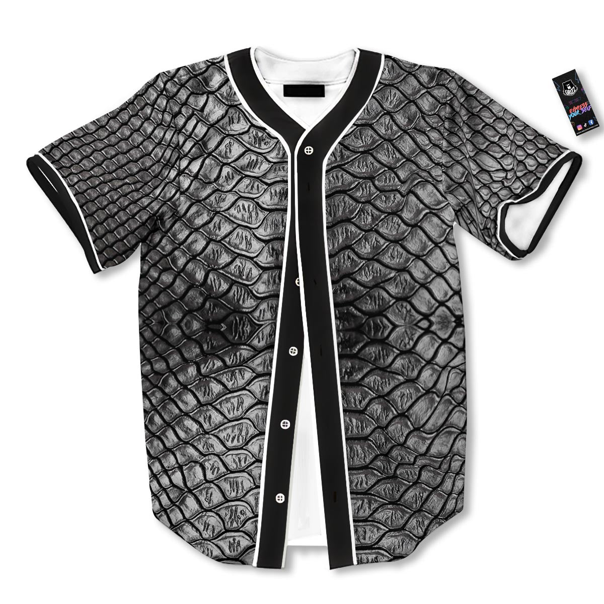 Snakeskin Black And Tan Print Pattern Baseball Jersey-grizzshop