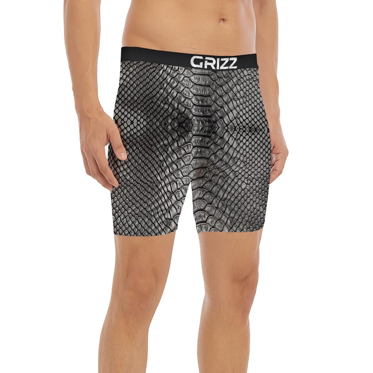 Snakeskin Black And Tan Print Pattern Boxer Briefs-grizzshop