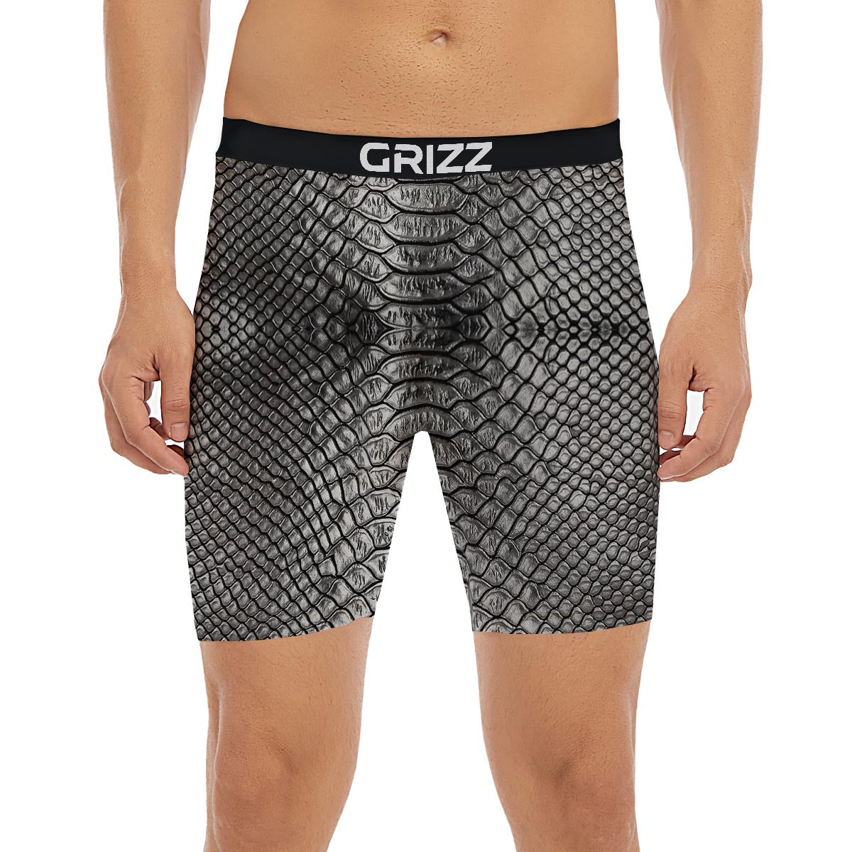 Snakeskin Black And Tan Print Pattern Boxer Briefs-grizzshop