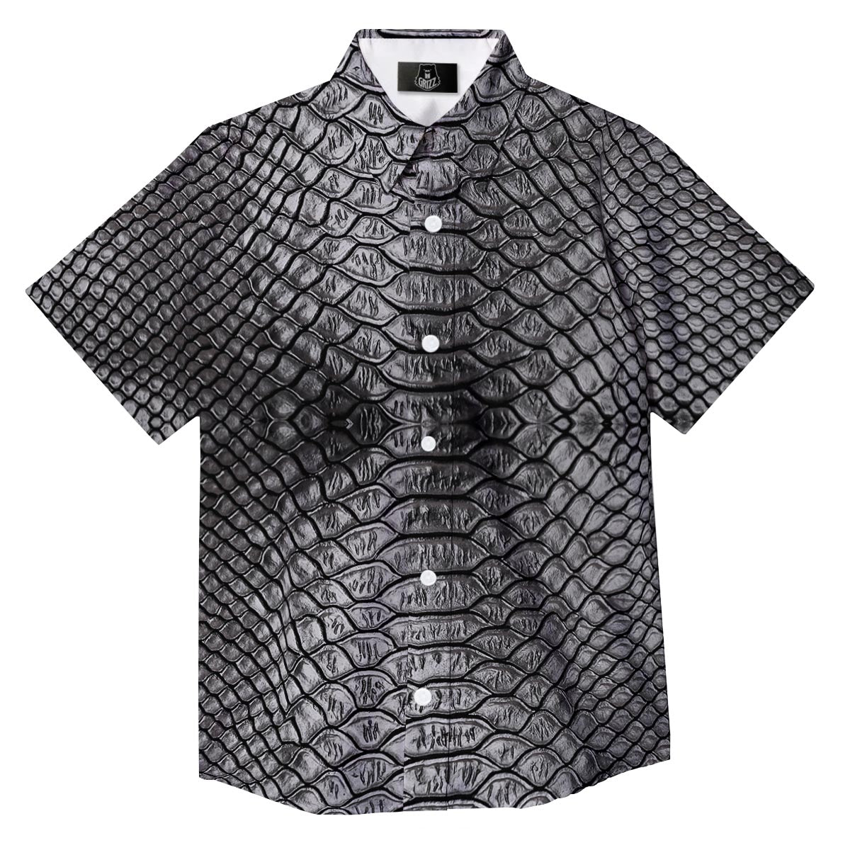 Snakeskin Black And Tan Print Pattern Button Up Shirt-grizzshop