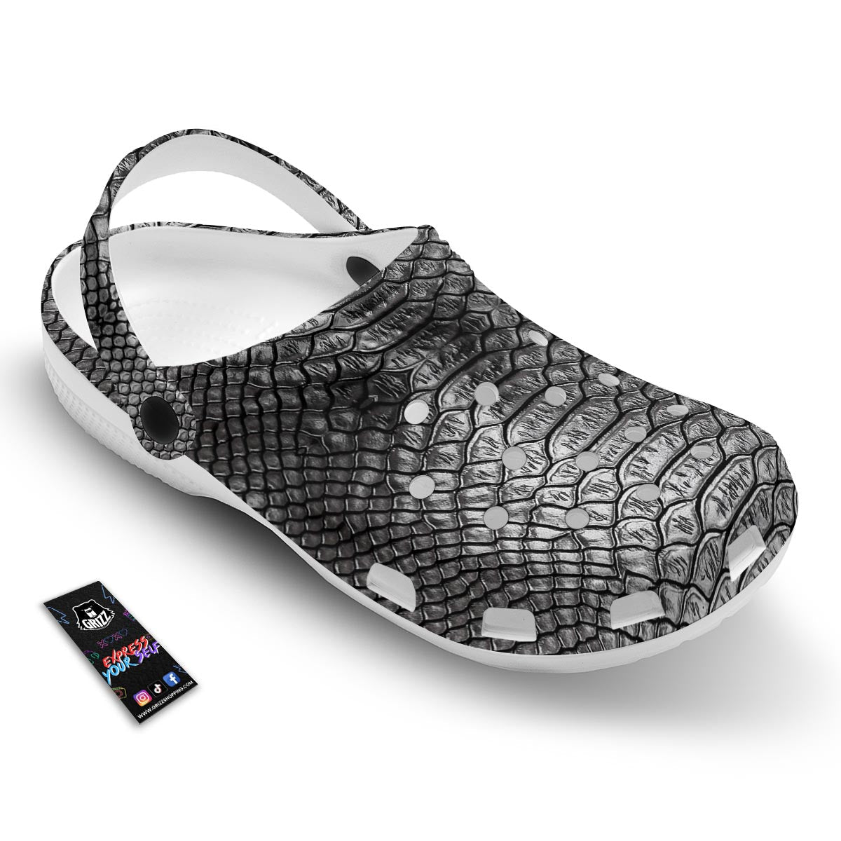 Snakeskin Black And Tan Print Pattern Clog-grizzshop