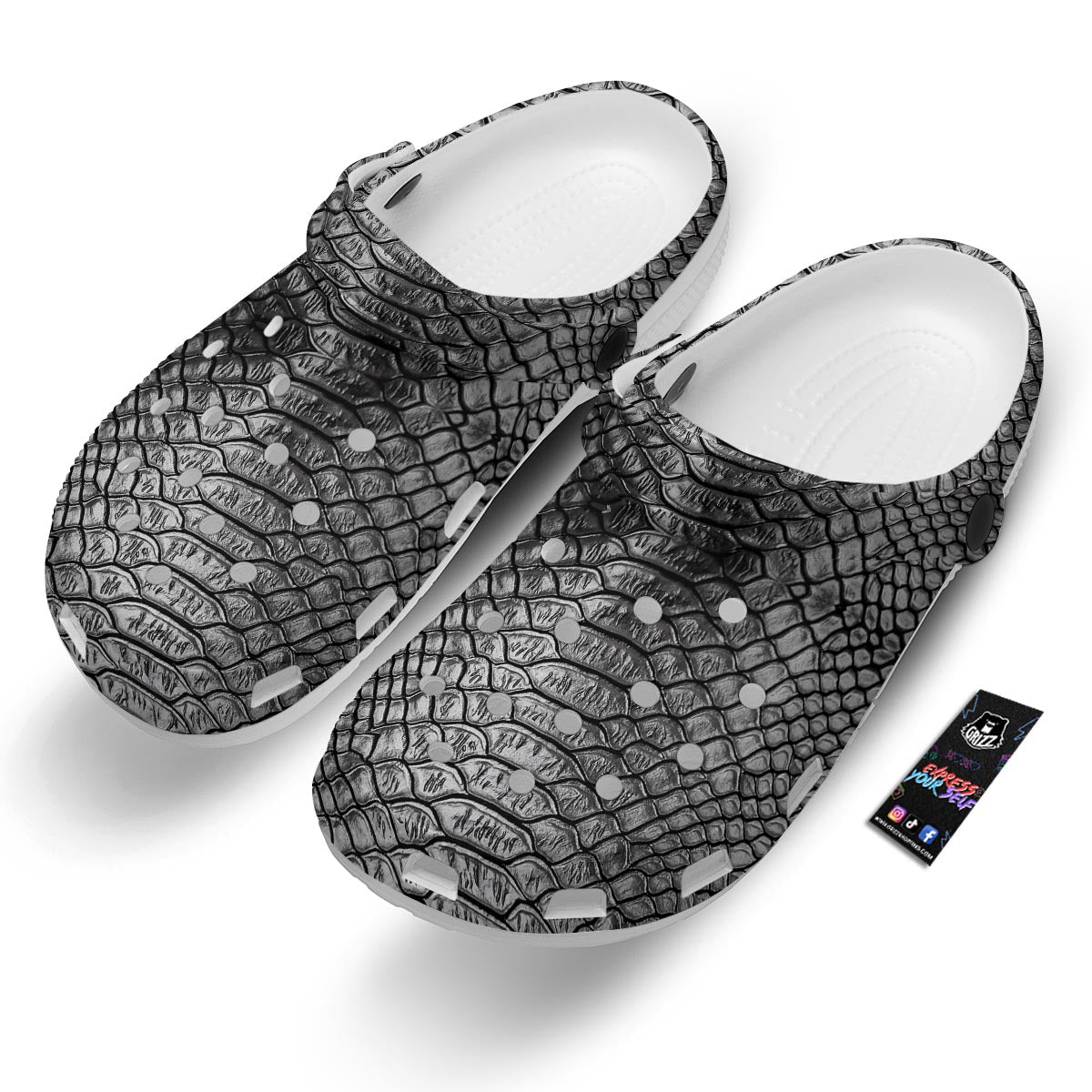 Snakeskin Black And Tan Print Pattern Clog-grizzshop