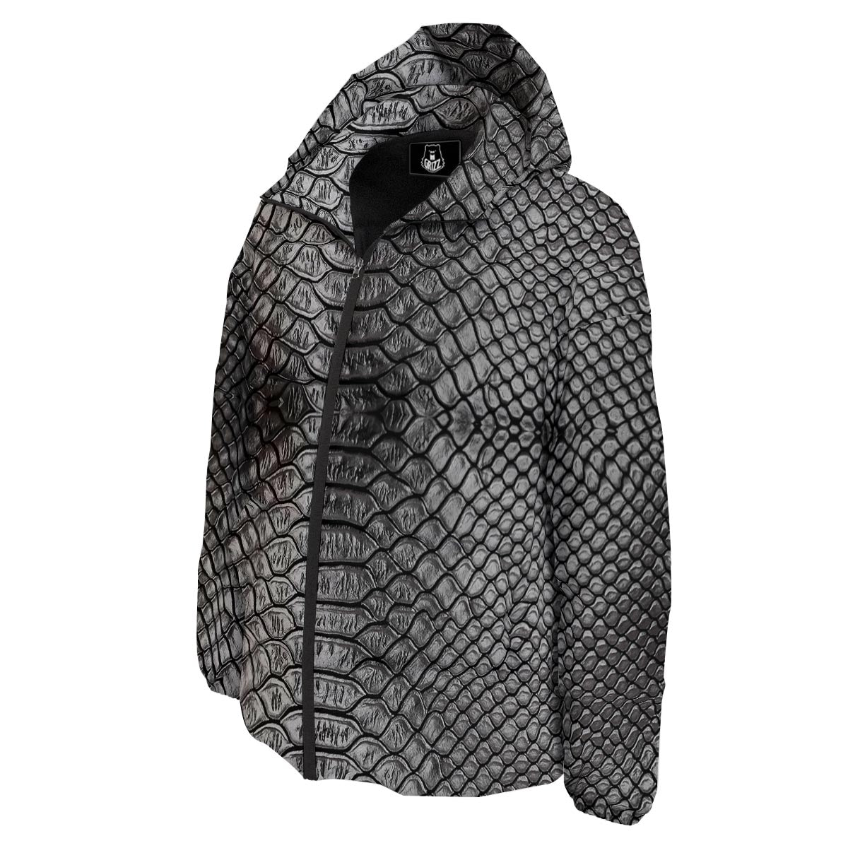 Snakeskin Black And Tan Print Pattern Down Jacket-grizzshop