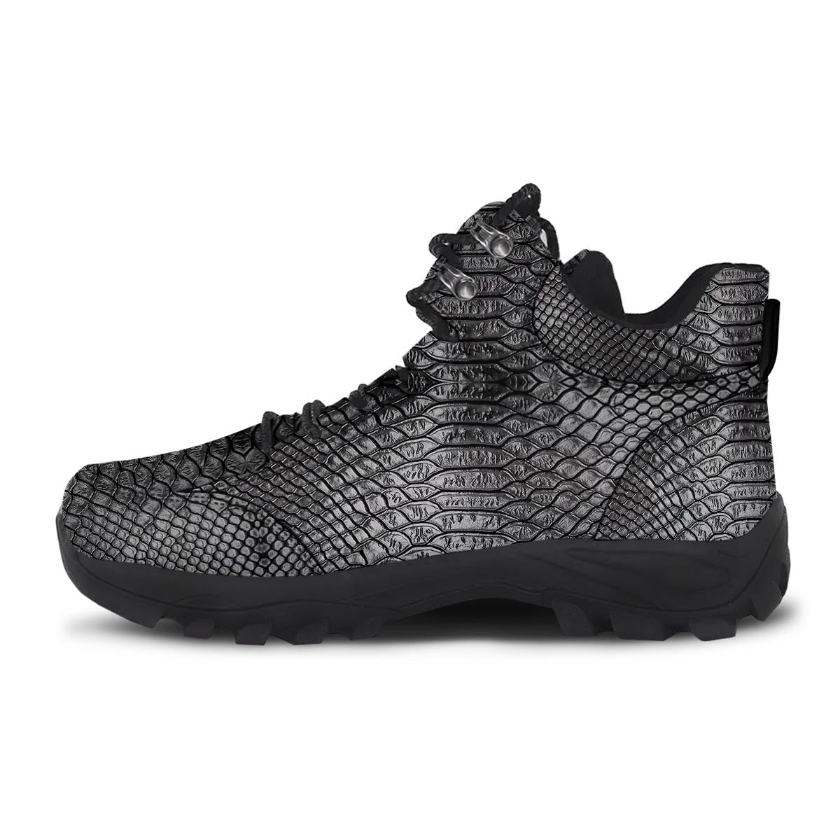 Snakeskin Black And Tan Print Pattern Hiking Shoes-grizzshop