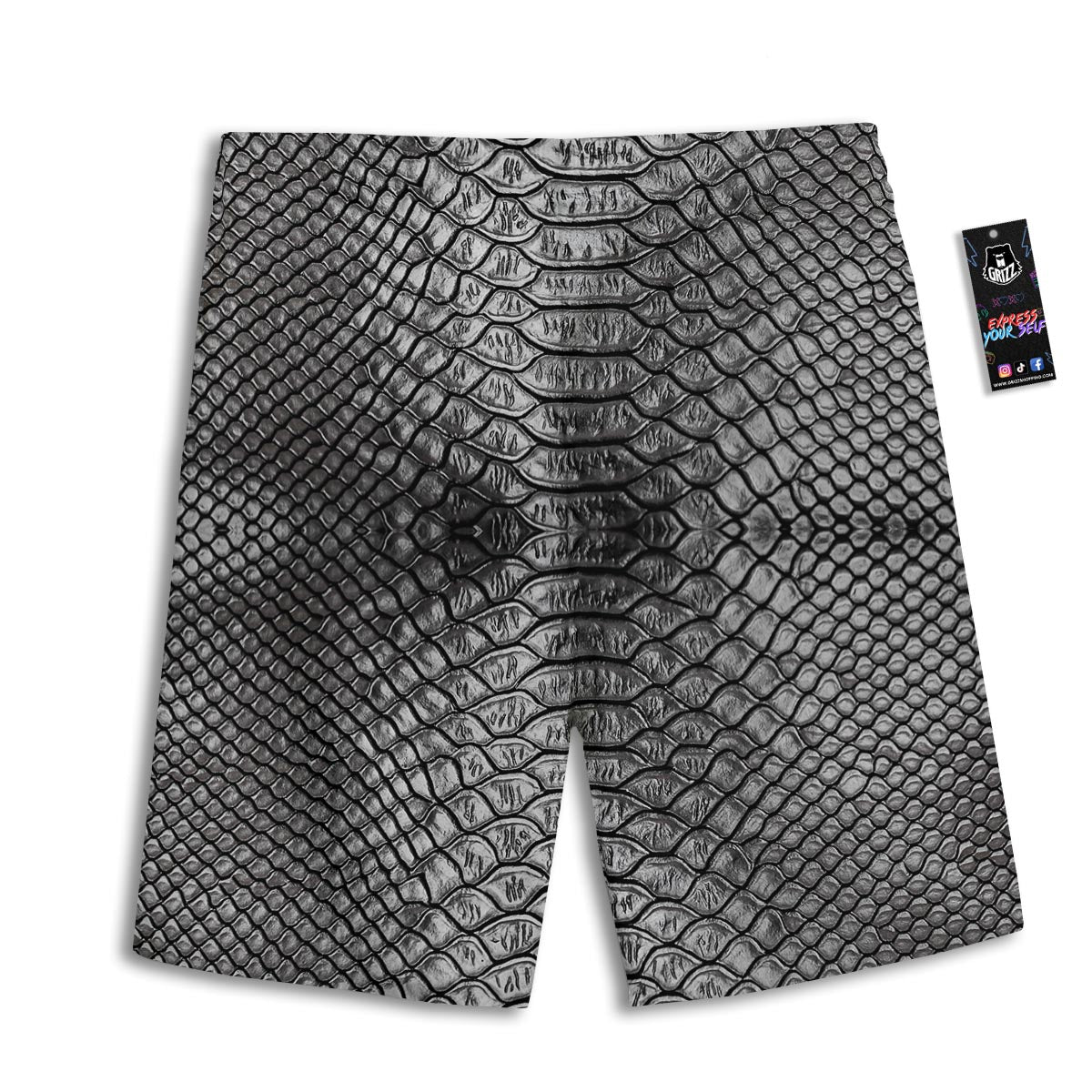 Snakeskin Black And Tan Print Pattern Men's Athletic Shorts