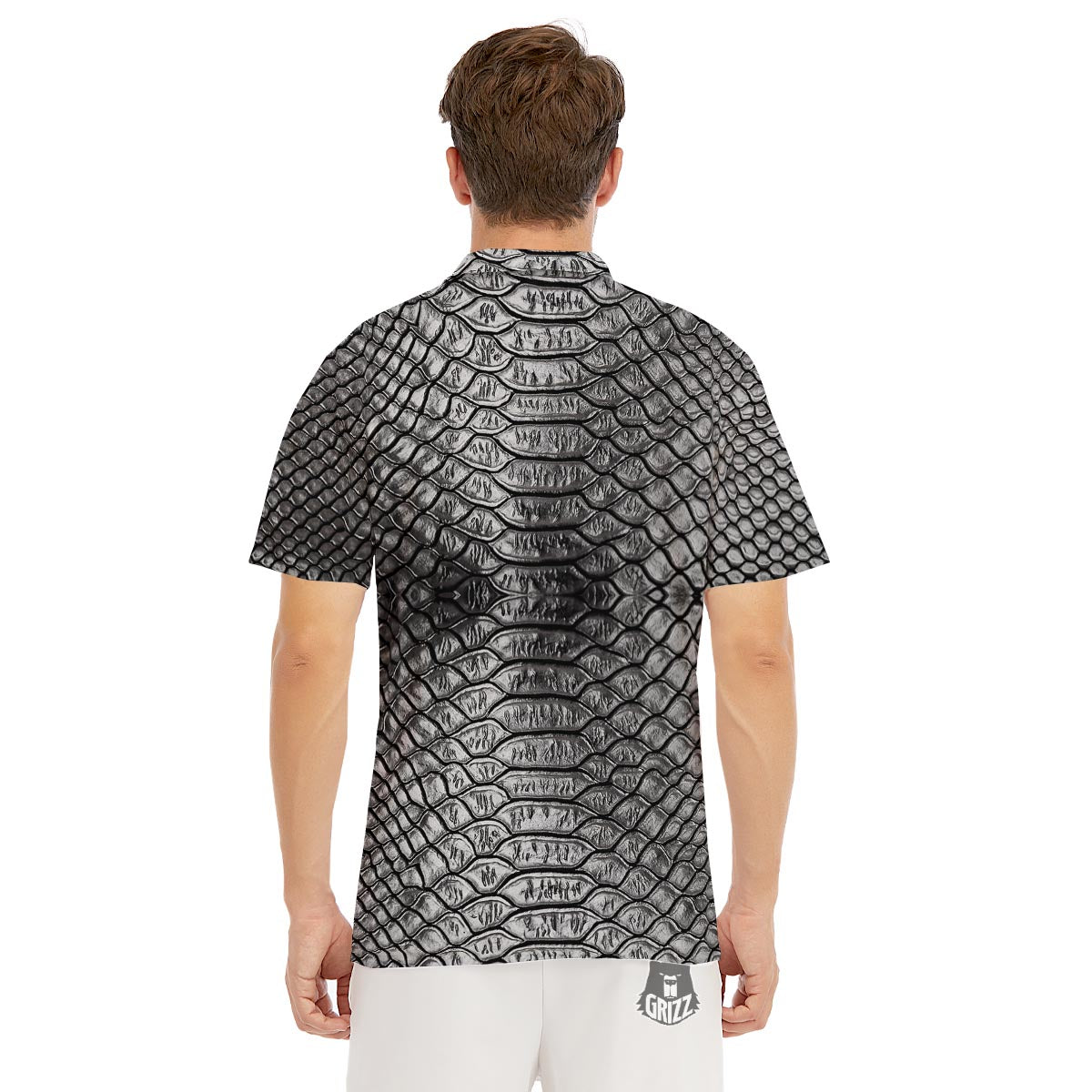 Snakeskin Black And Tan Print Pattern Men's Golf Shirts-grizzshop