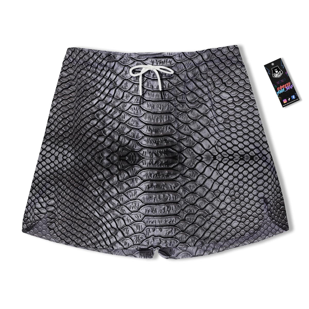 Snakeskin Black And Tan Print Pattern Men's Running Shorts-grizzshop