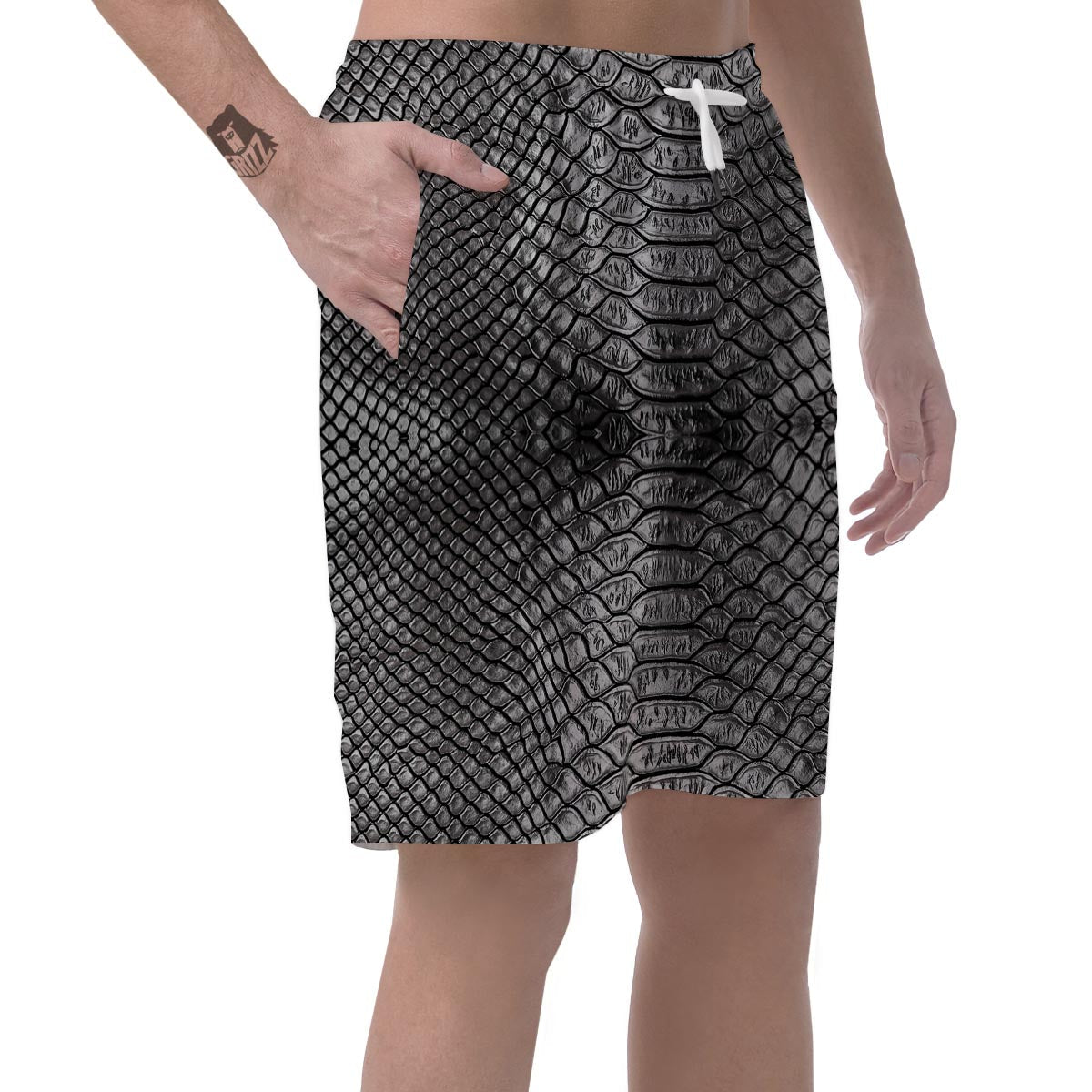 Snakeskin Black And Tan Print Pattern Men's Shorts-grizzshop