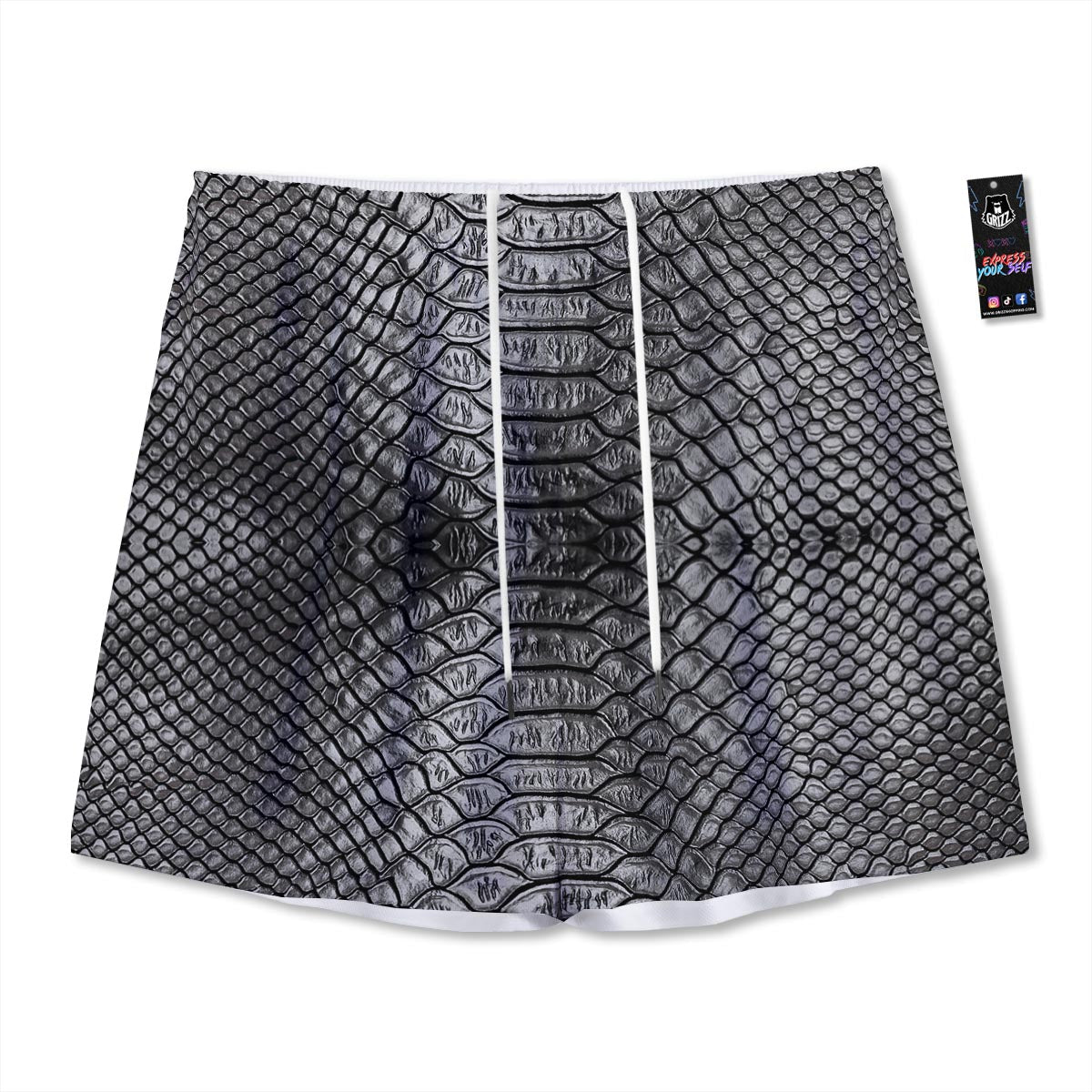 Snakeskin Black And Tan Print Pattern Mesh Shorts
